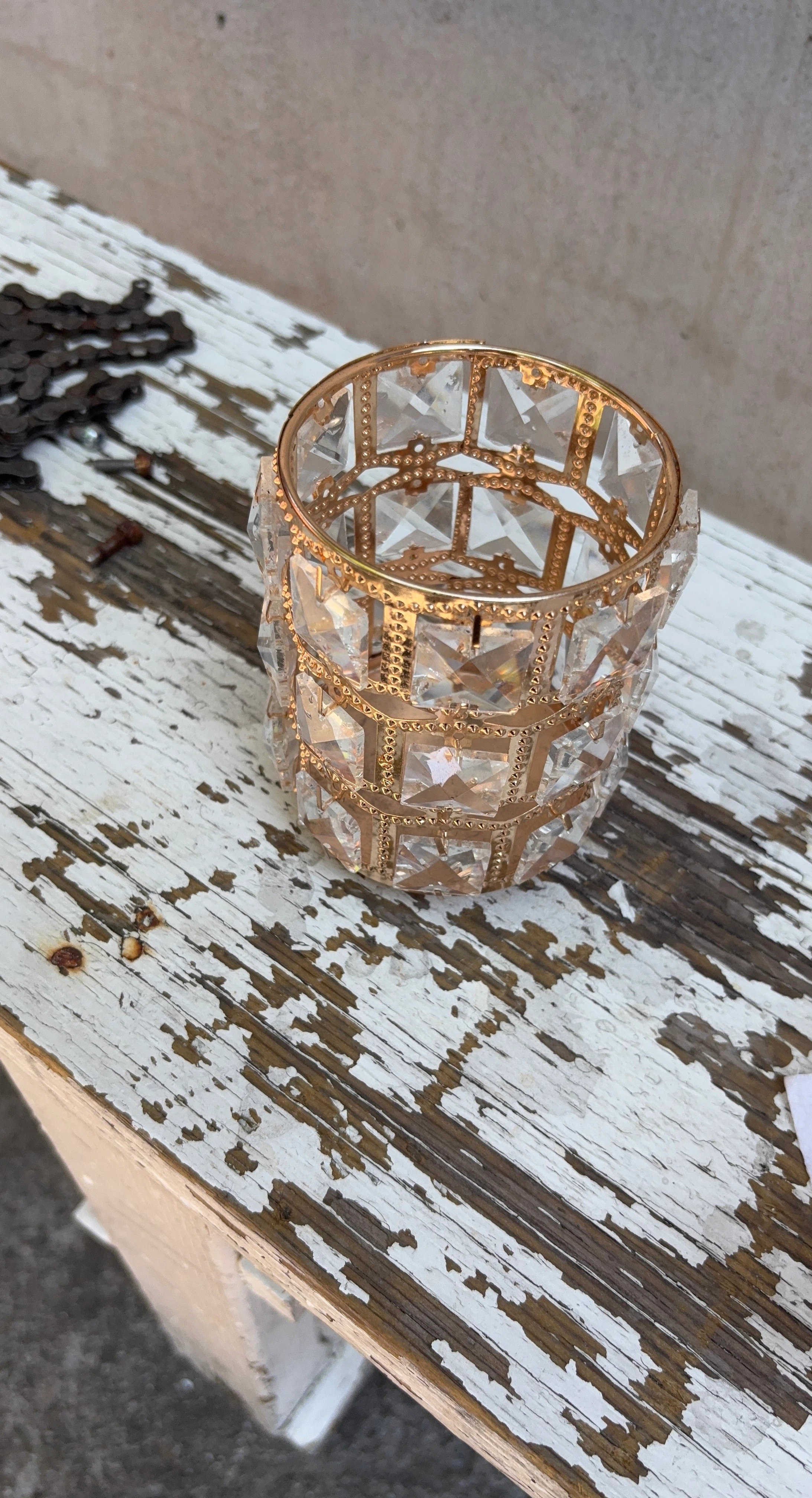 Crystal and Gold Candle Holder