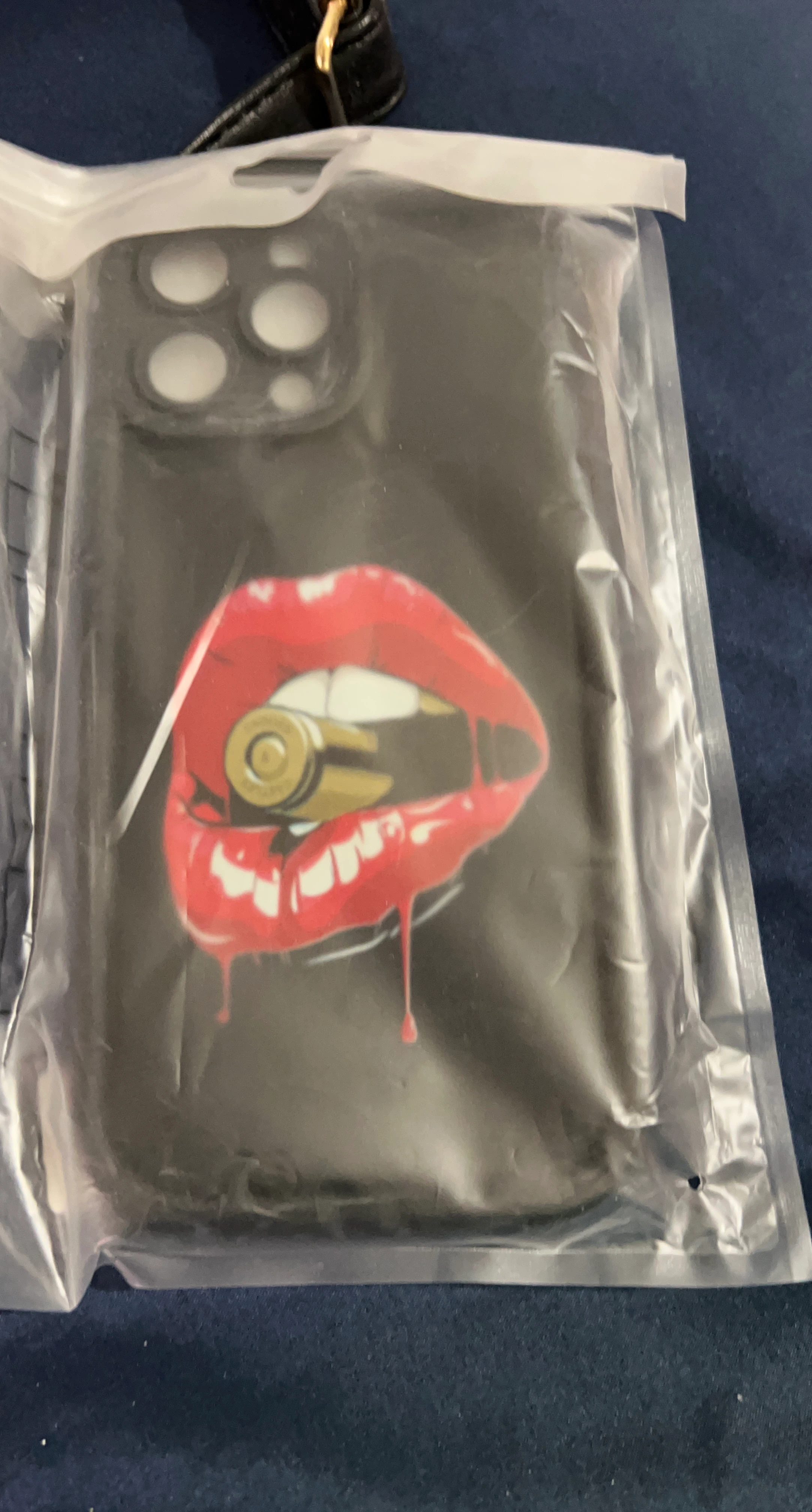 Phone Case with Bullet and Lips Design iPhone Pro Max 13