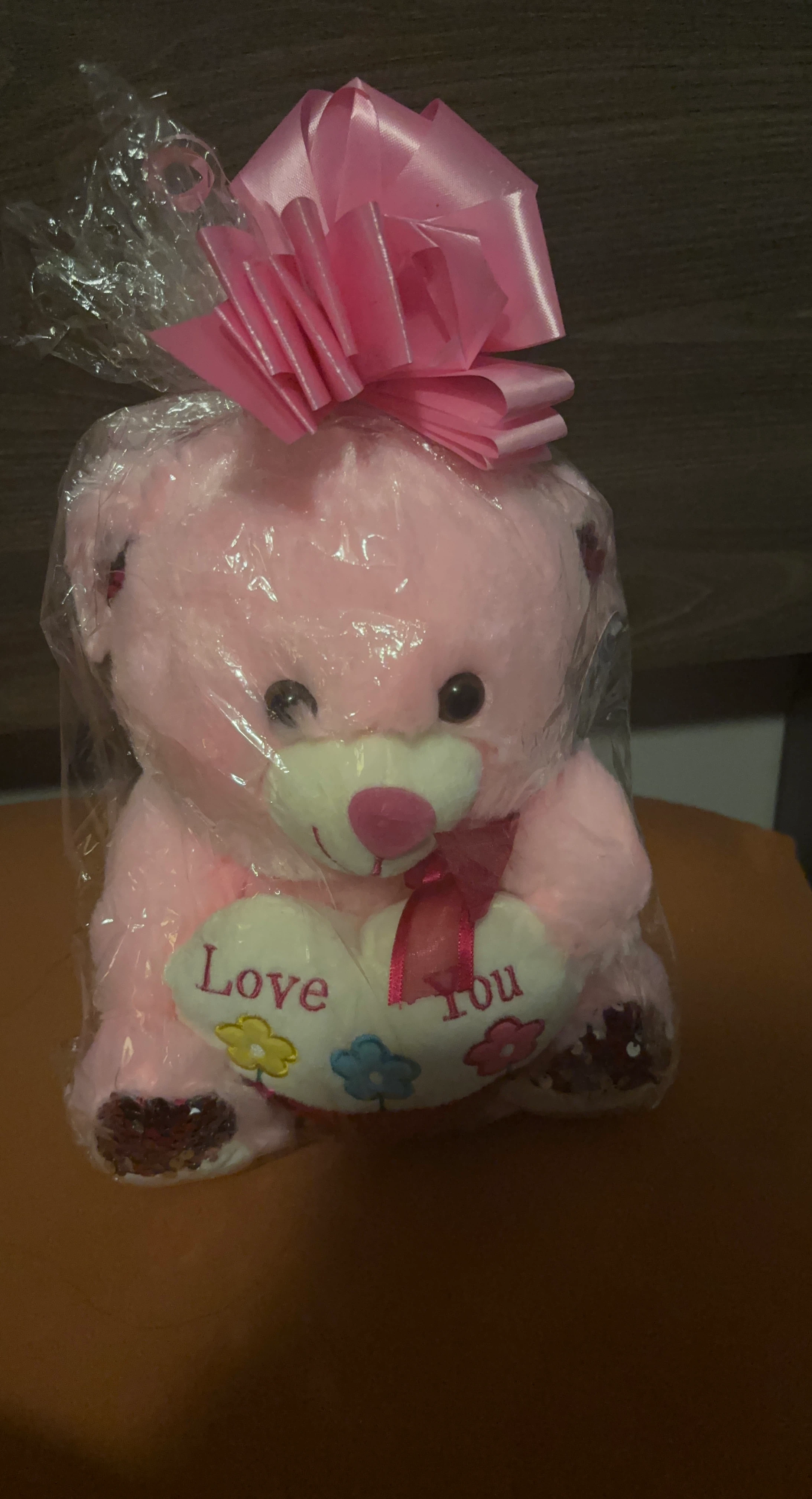 Pink Teddy Bear with "Love You" Heart