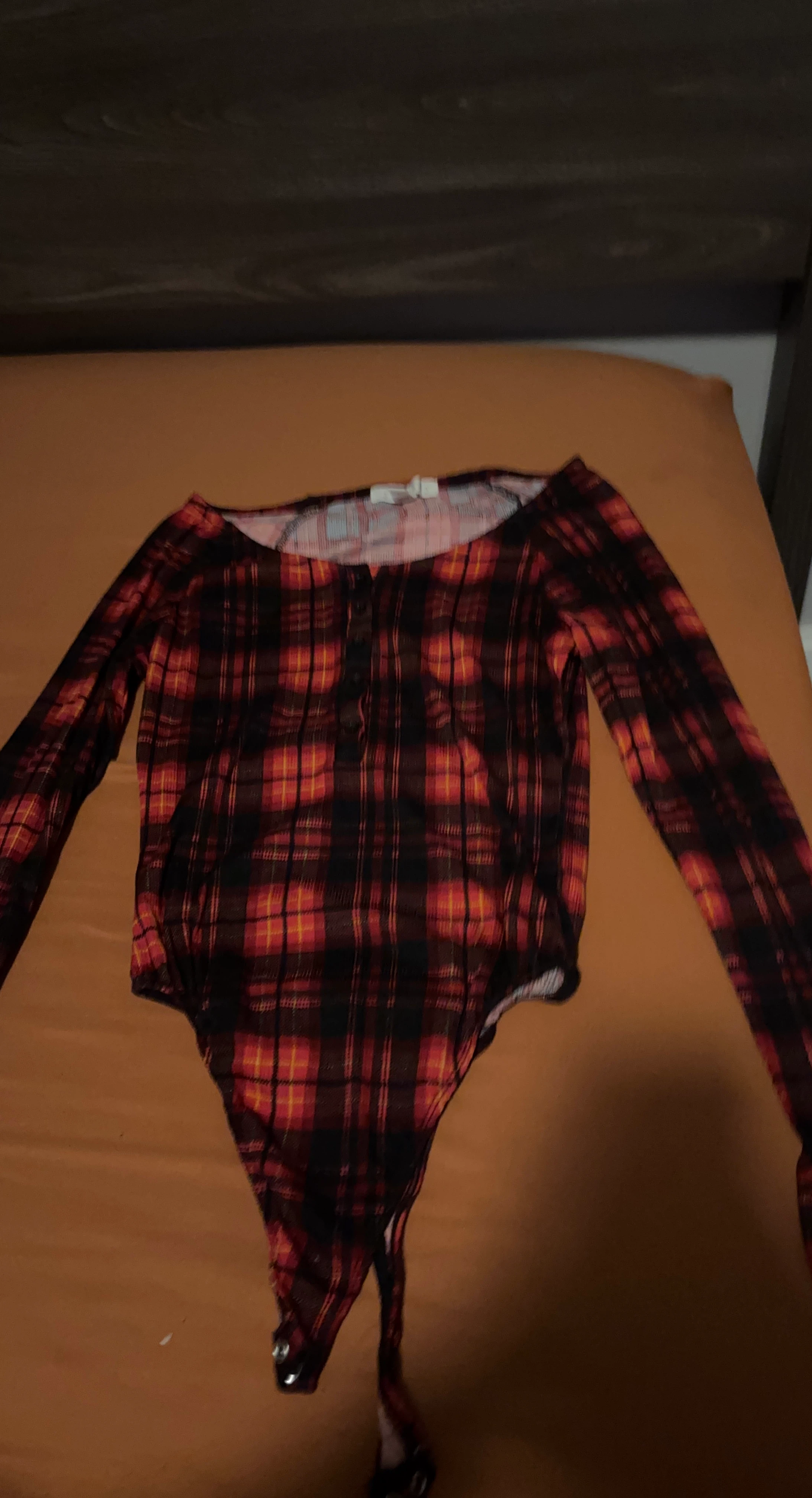Red Plaid Long Sleeve Bodysuit