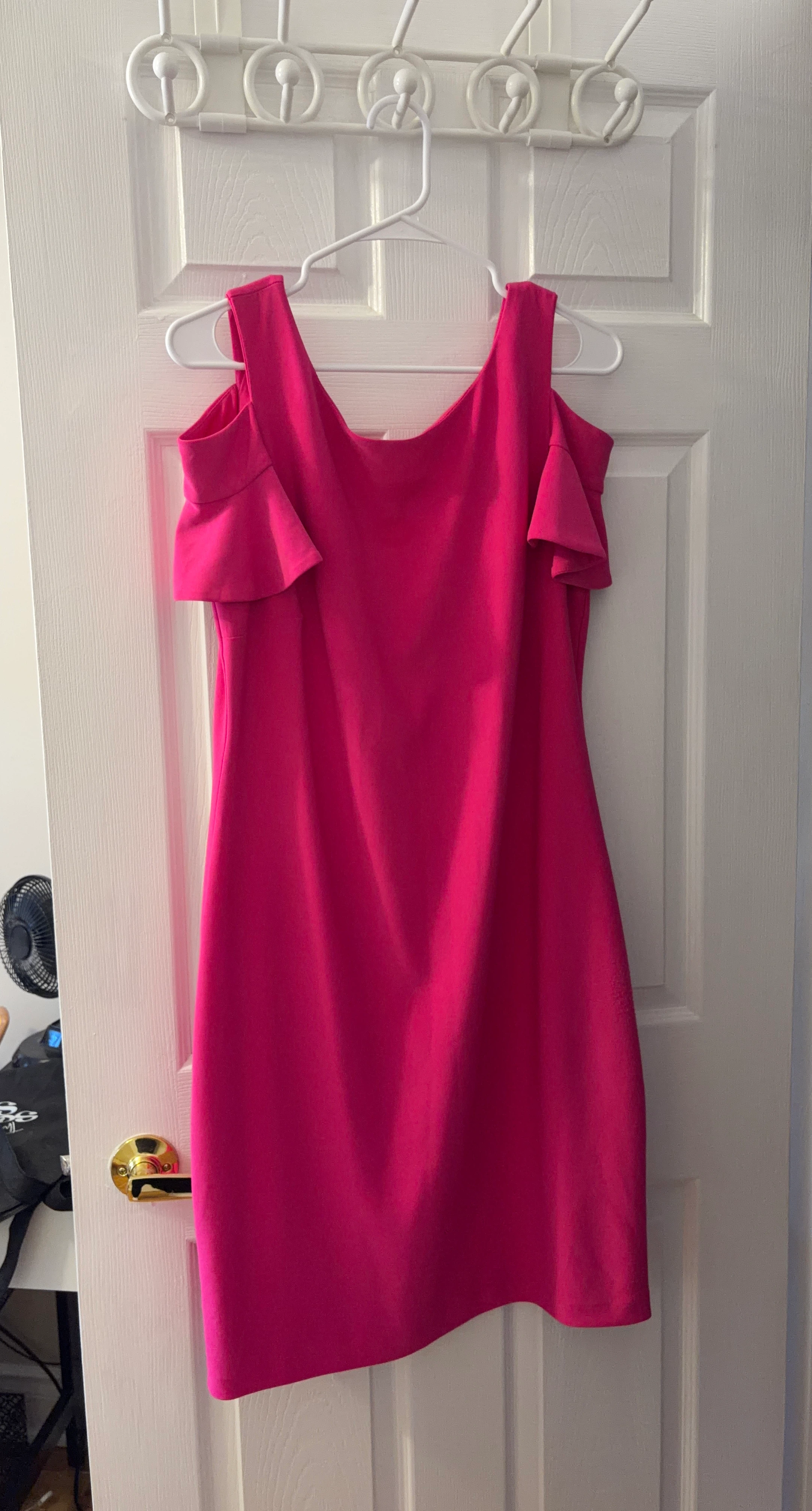 Pink Cold Shoulder Dress with Ruffle Detail