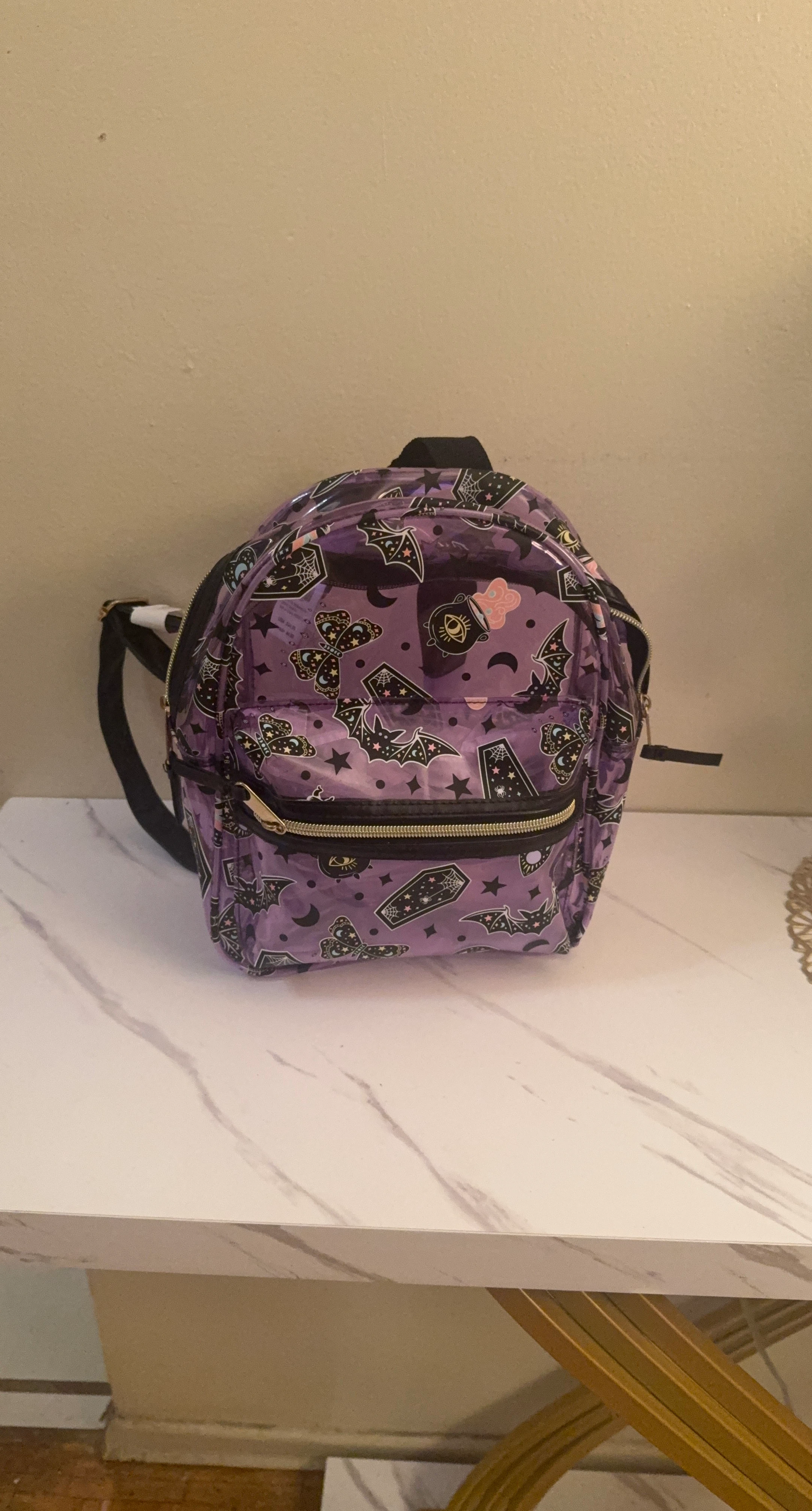Claire’s Purple Halloween Bat Print Mini Backpack