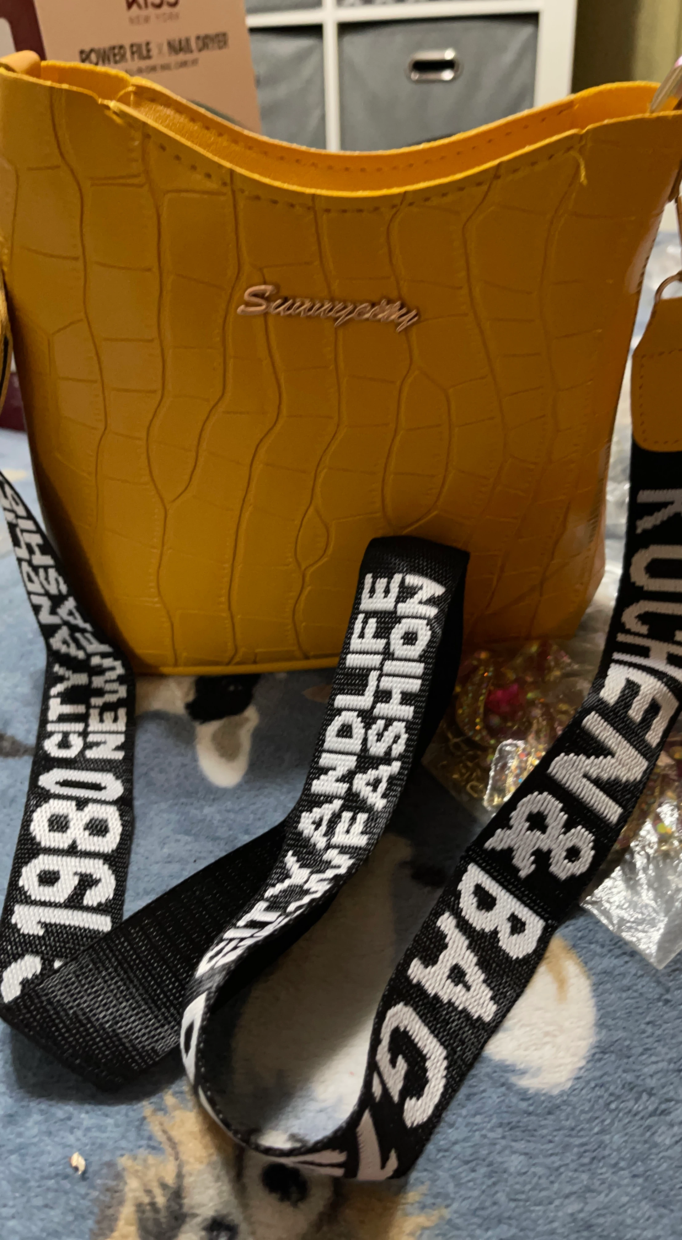 Sunnycity Yellow Croc Embossed Mini Bucket Bag