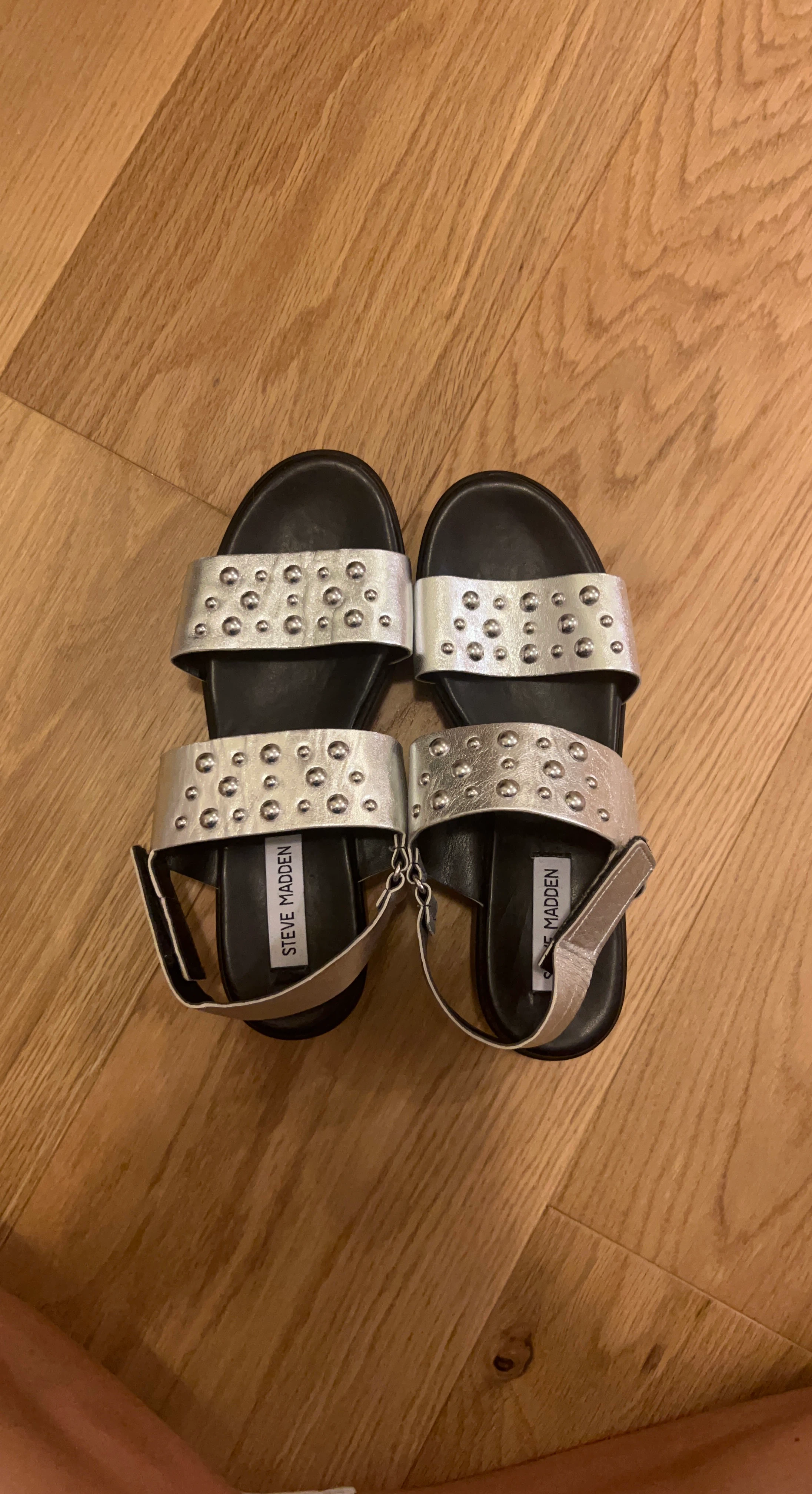 Steve Madden Studded Silver Platform Sandals
