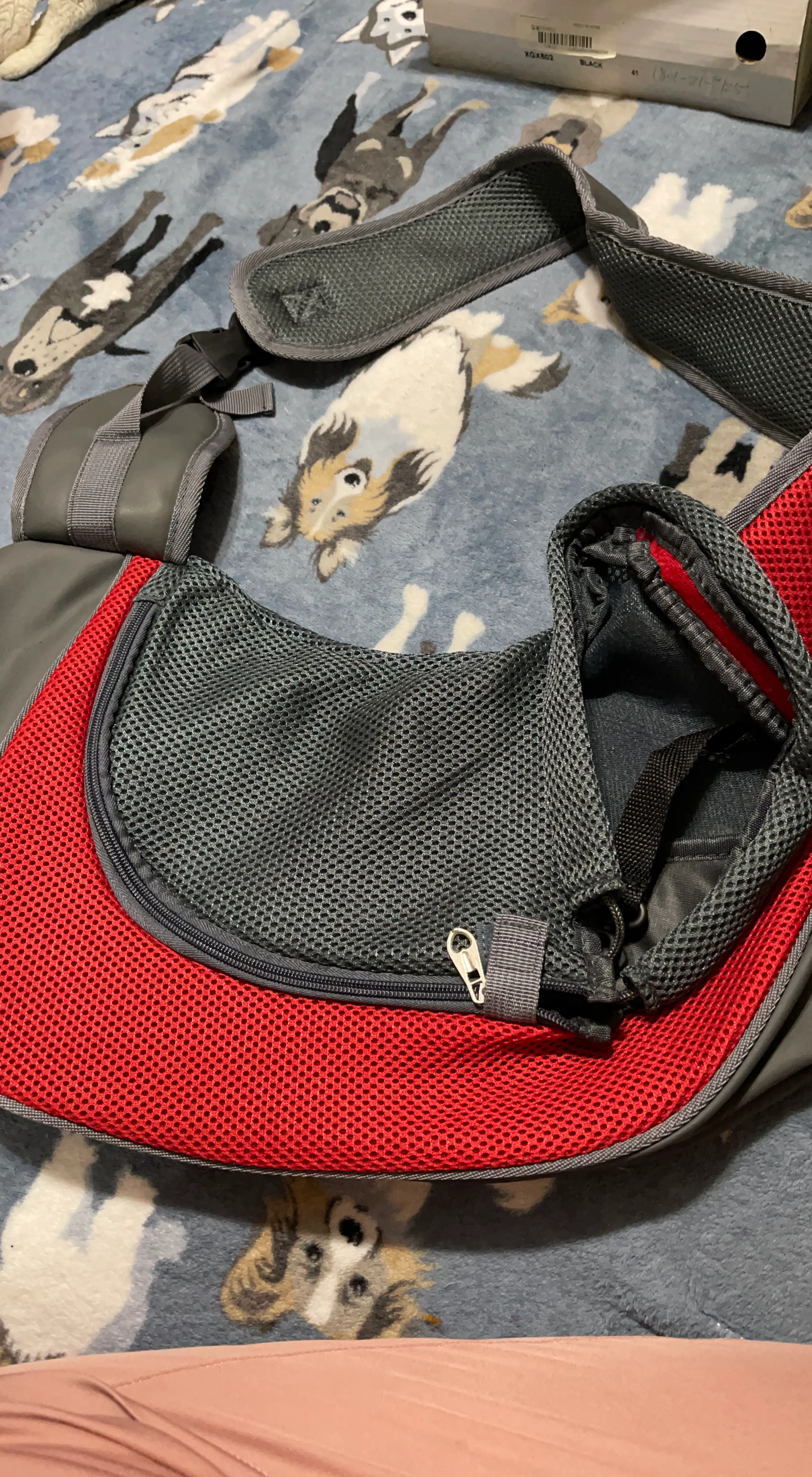 Red and Gray Pet Carrier Sling Bag