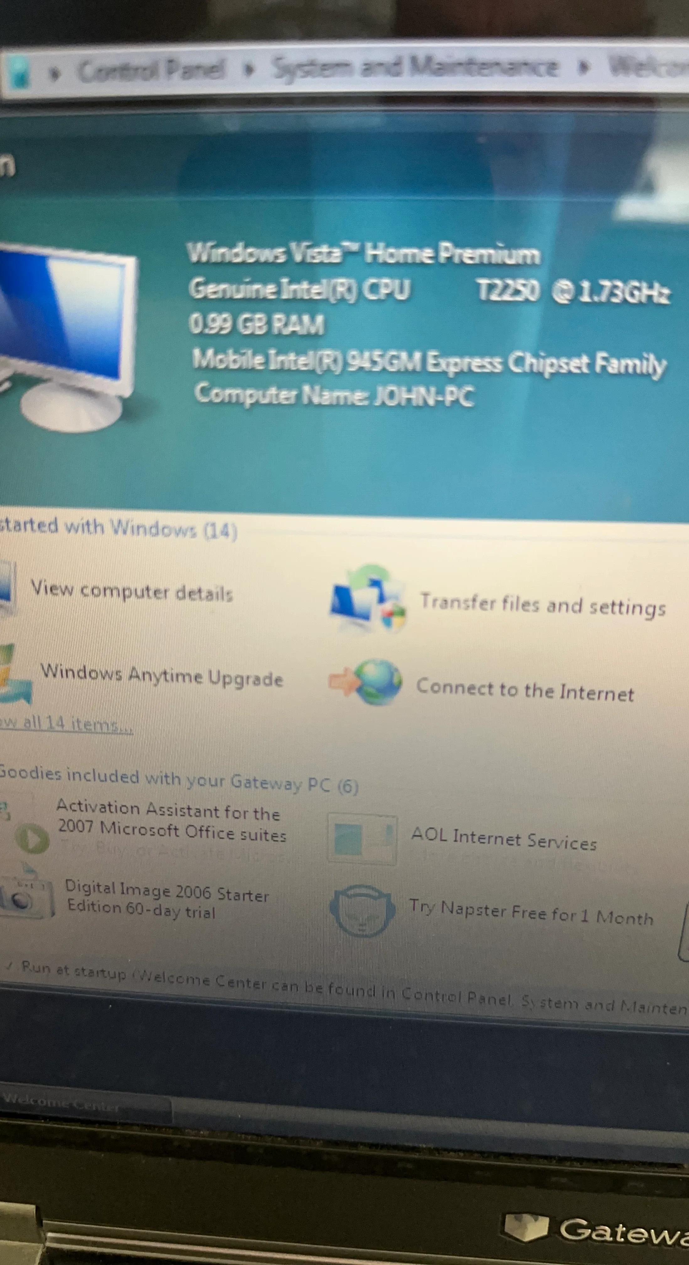 Gateway Laptop with Windows Vista