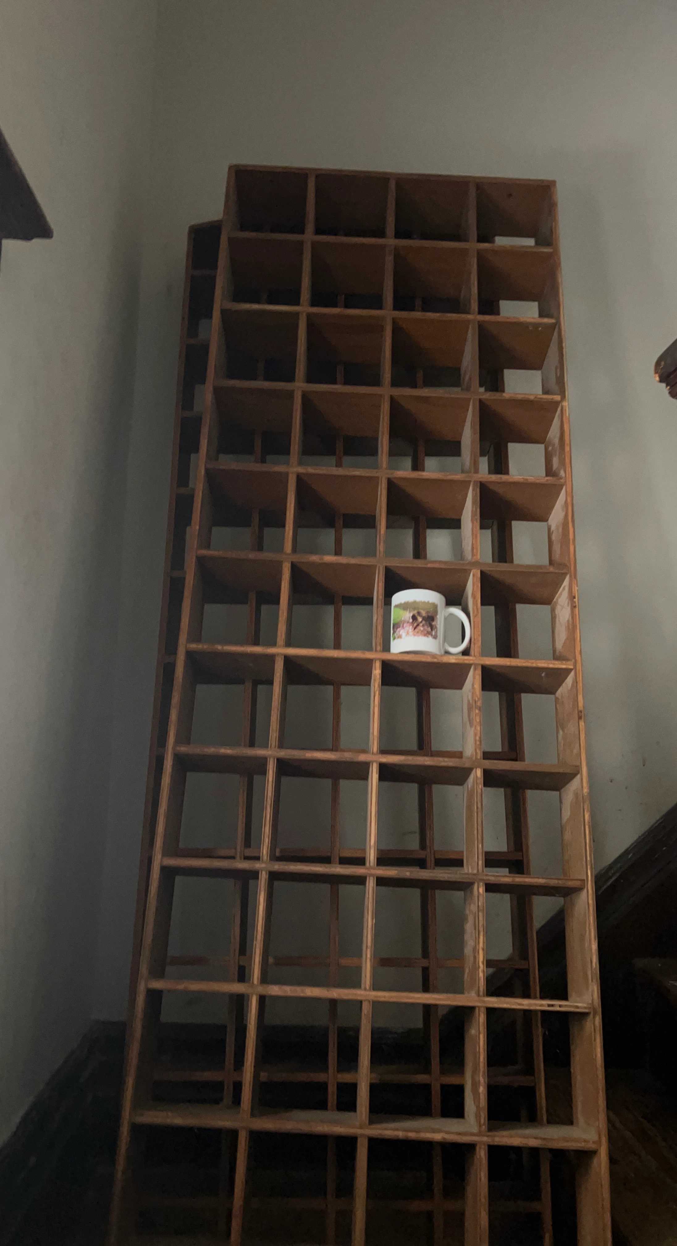 Wooden cubby shelf unit