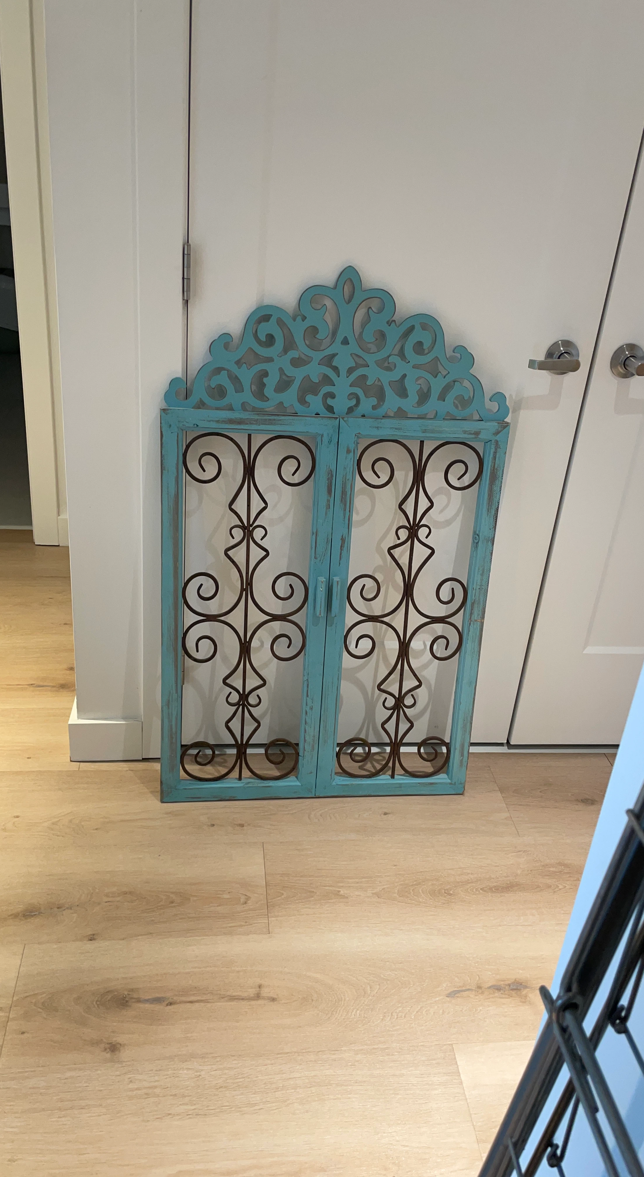 Decorative Teal Window Pane Wall Art