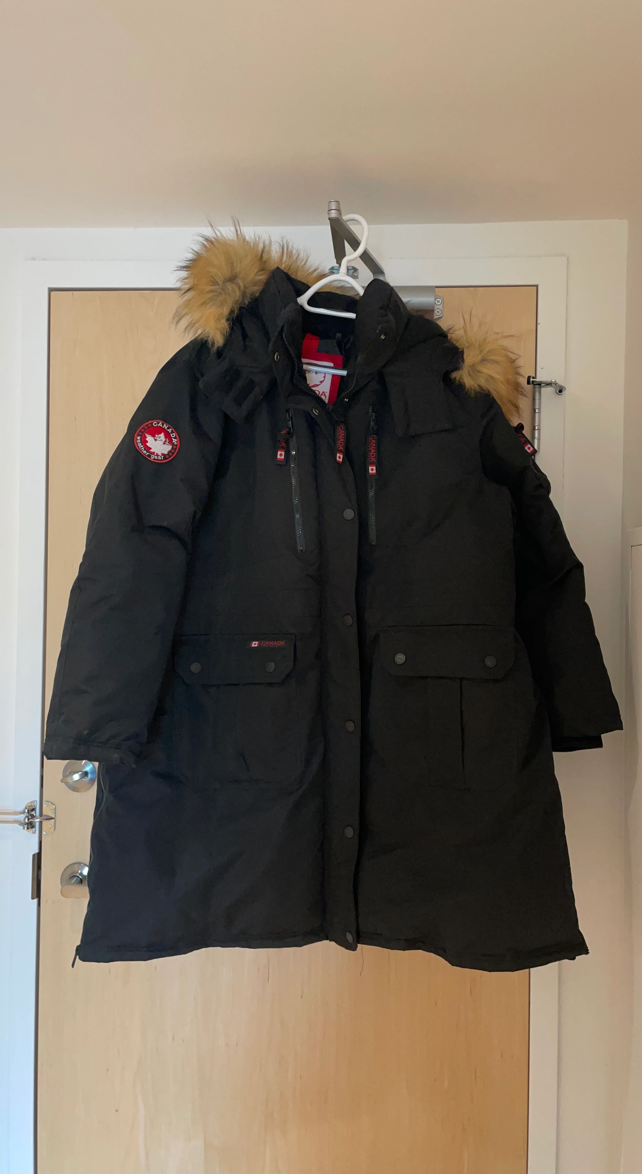 Canada Weather Gear Black Parka Jacket with Fur Hood