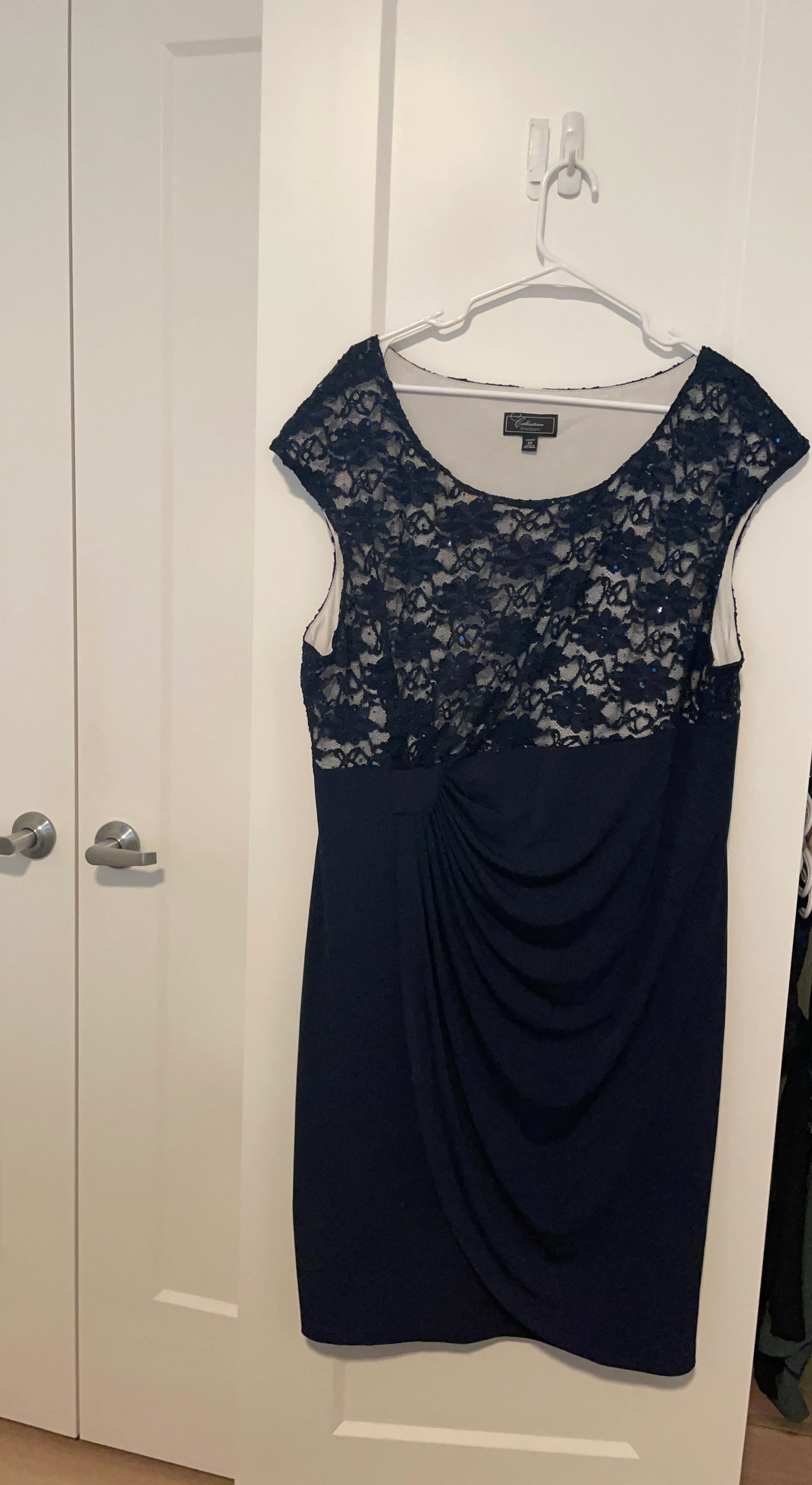 Dressbarn Navy Blue Lace Overlay Dress