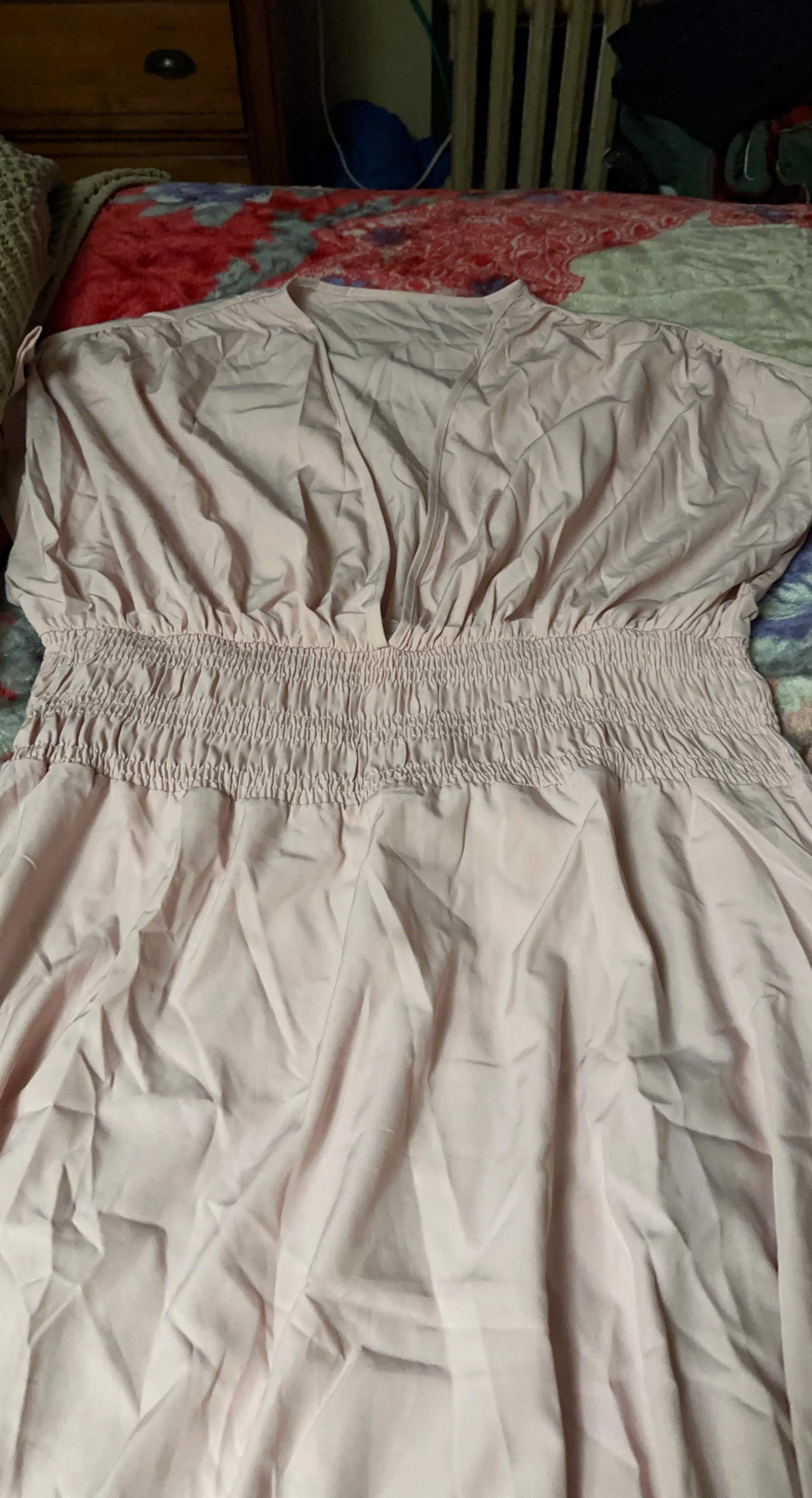 Light Pink Smocked Waist Maxi Dress