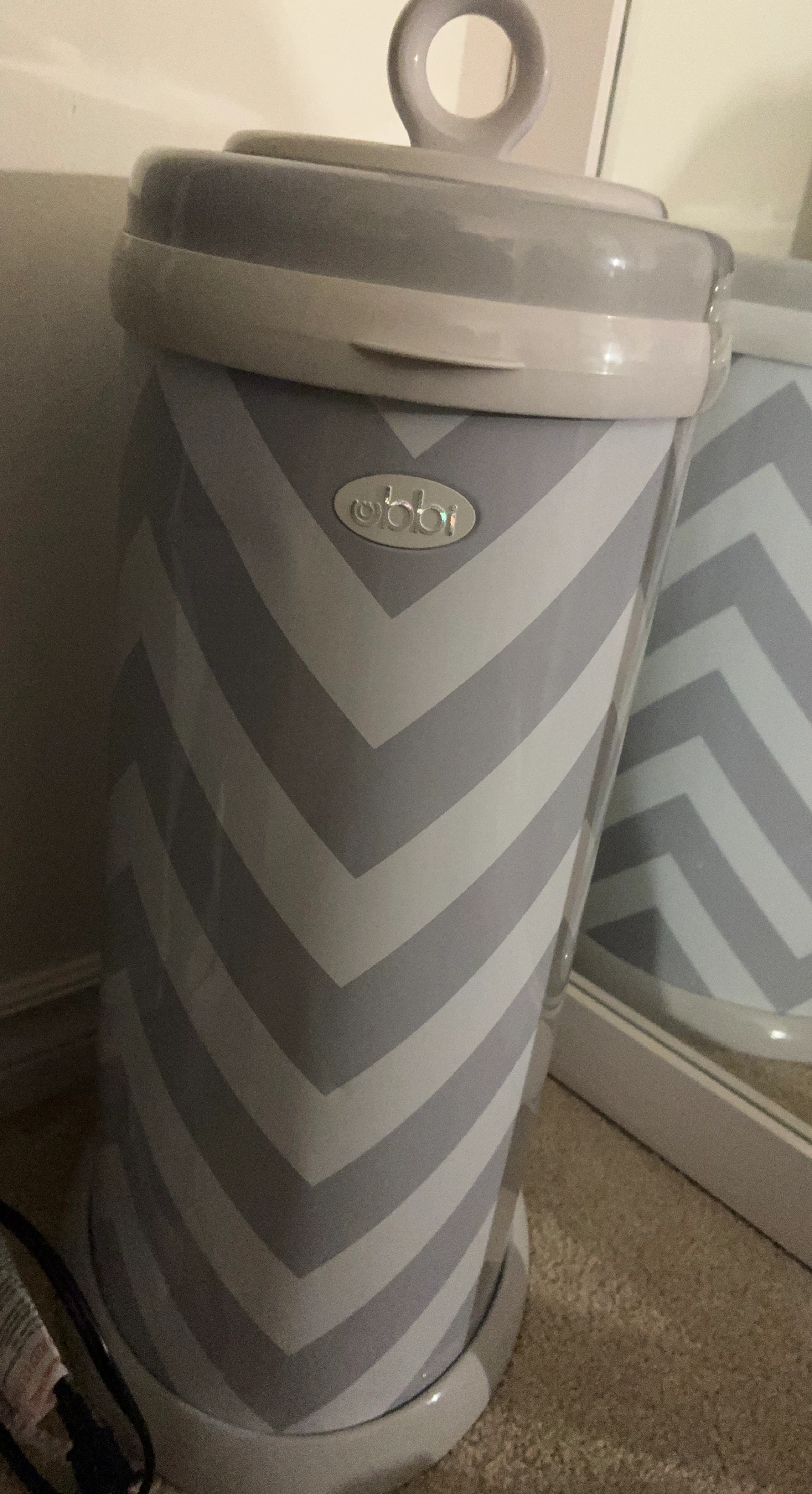 Ubbi Diaper Pail Gray Chevron