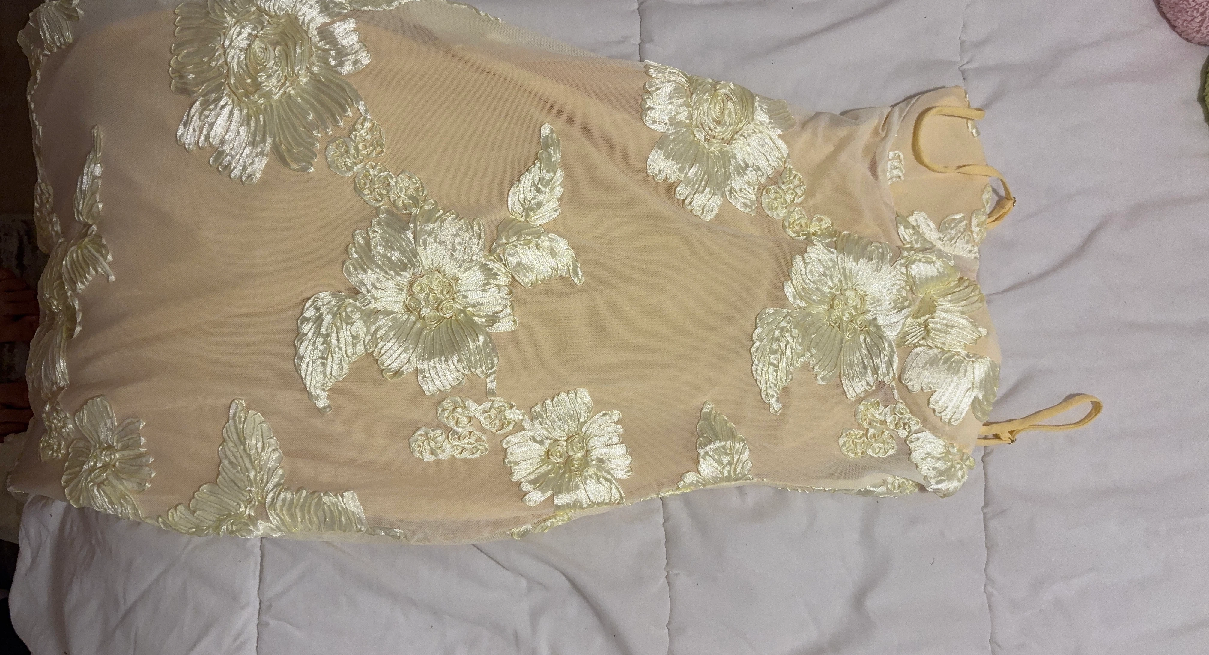 Beige Lace Floral Dress