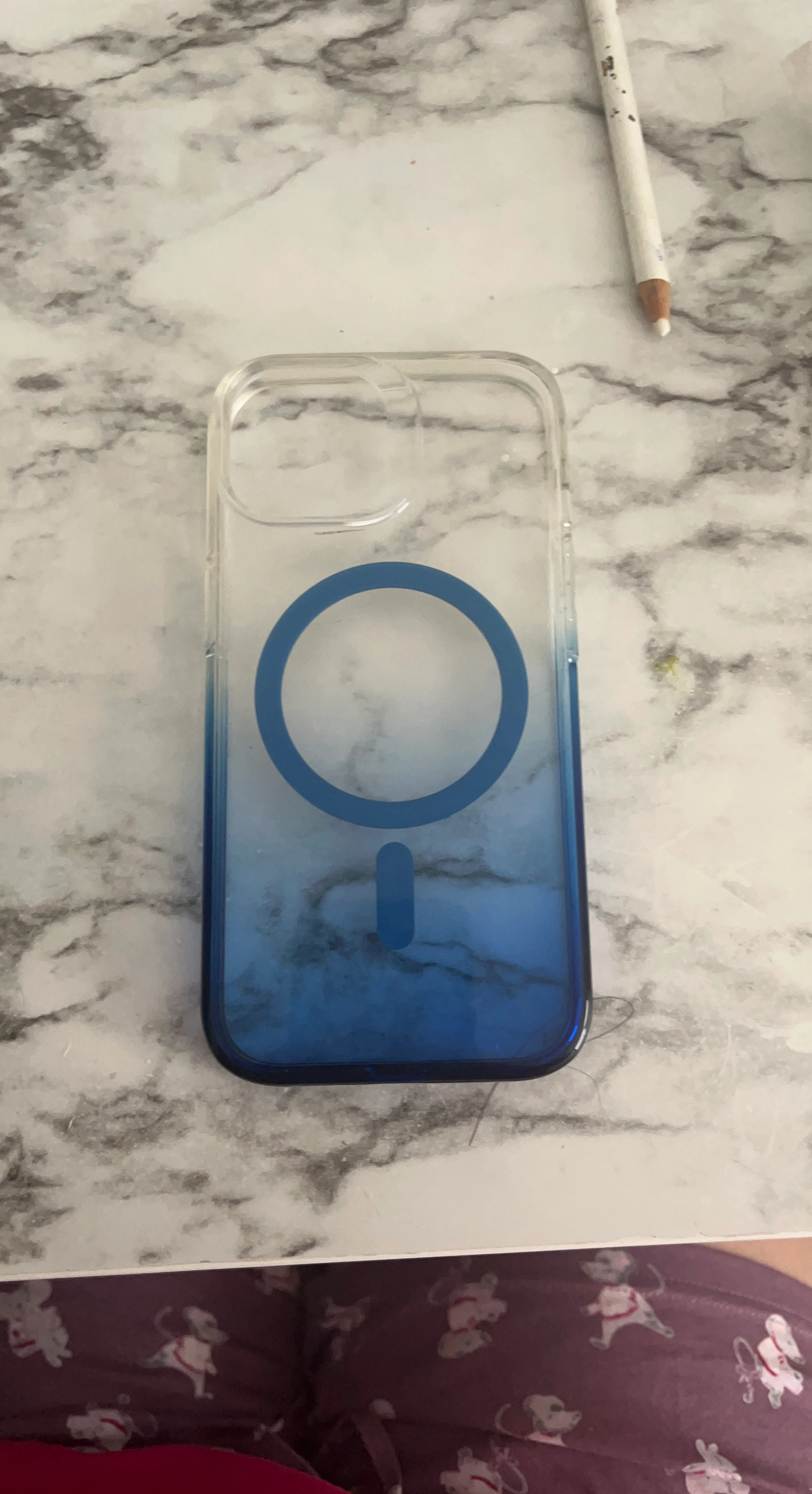 Clear Blue Marble Design Case with MagSafe
