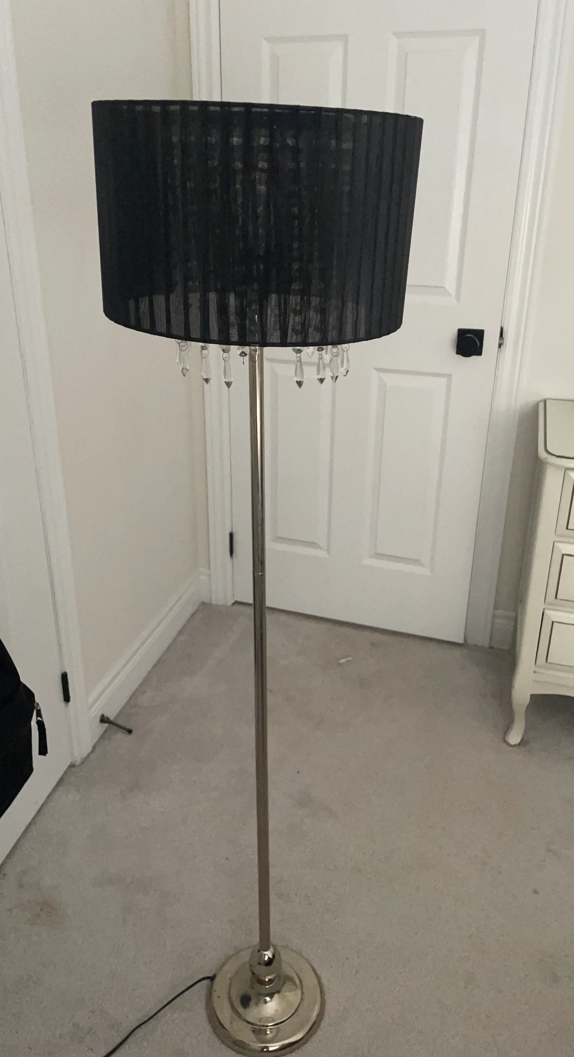 Black Drum Shade Floor Lamp with Crystal Accents
