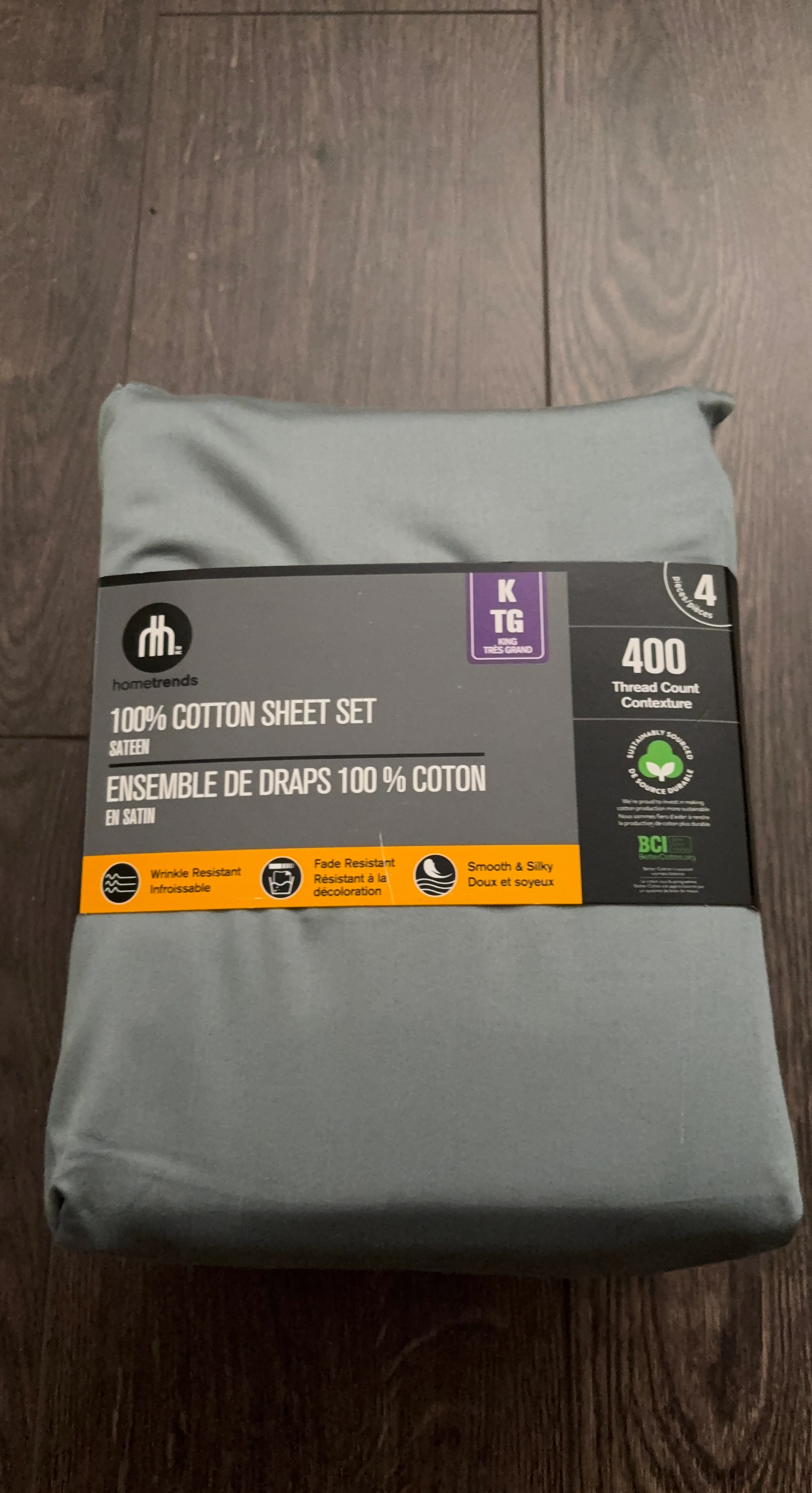 HomeTrends 100% Cotton Sateen Sheet Set - King