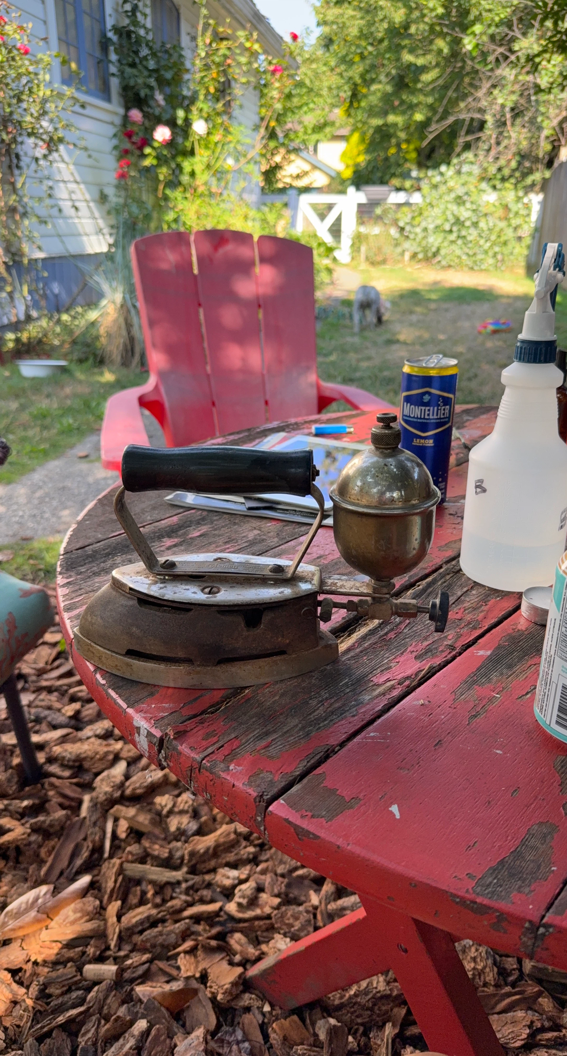 Antique Sad Iron with Brass Burner