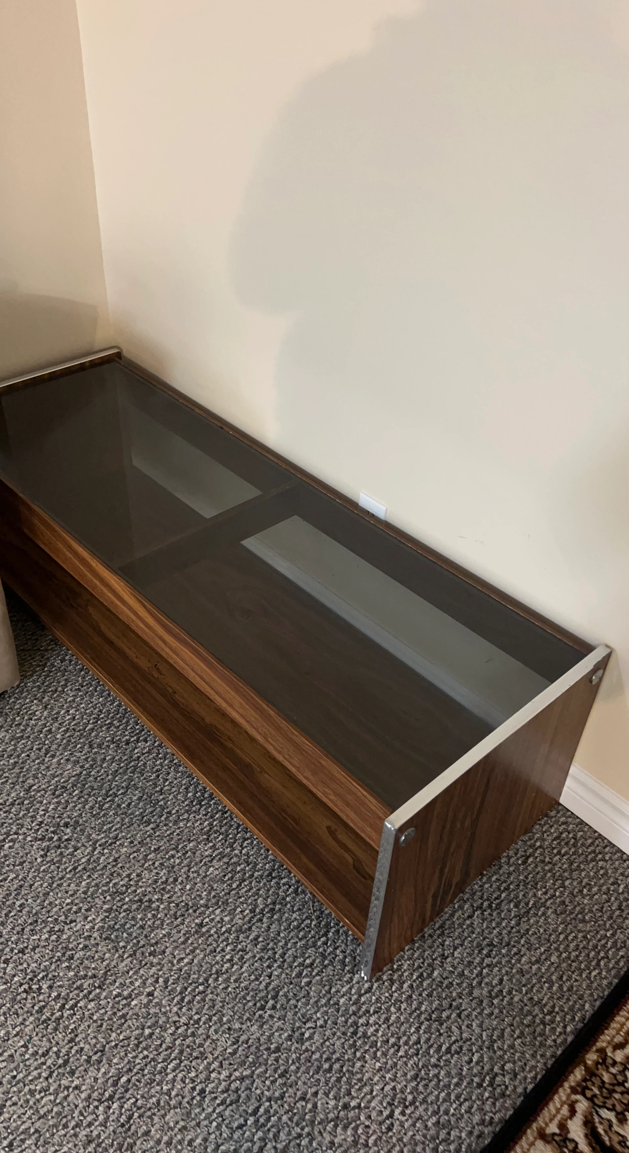Vintage Wooden Bench with Glass Top