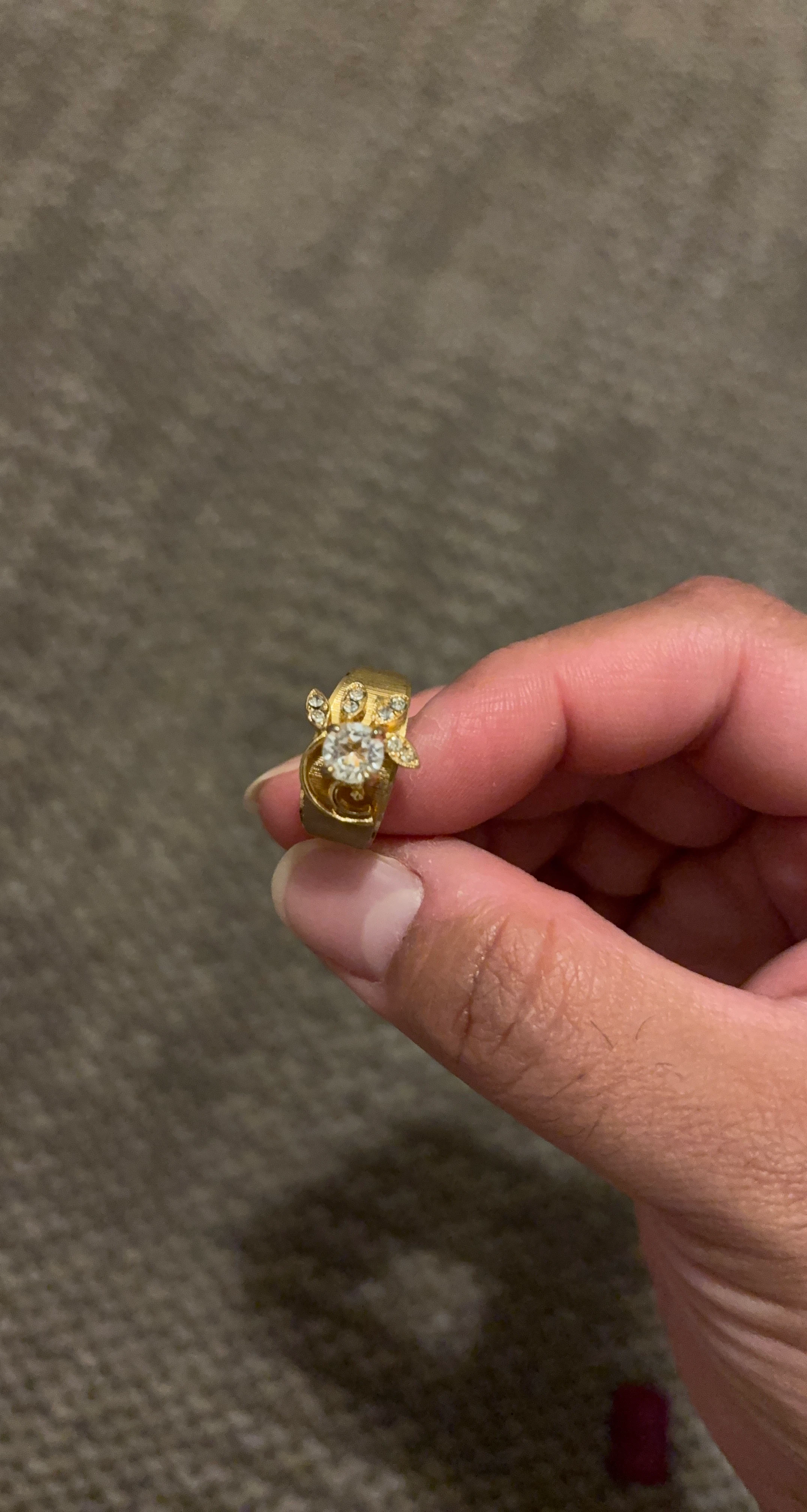 Gold Tone Ring with Clear Stones