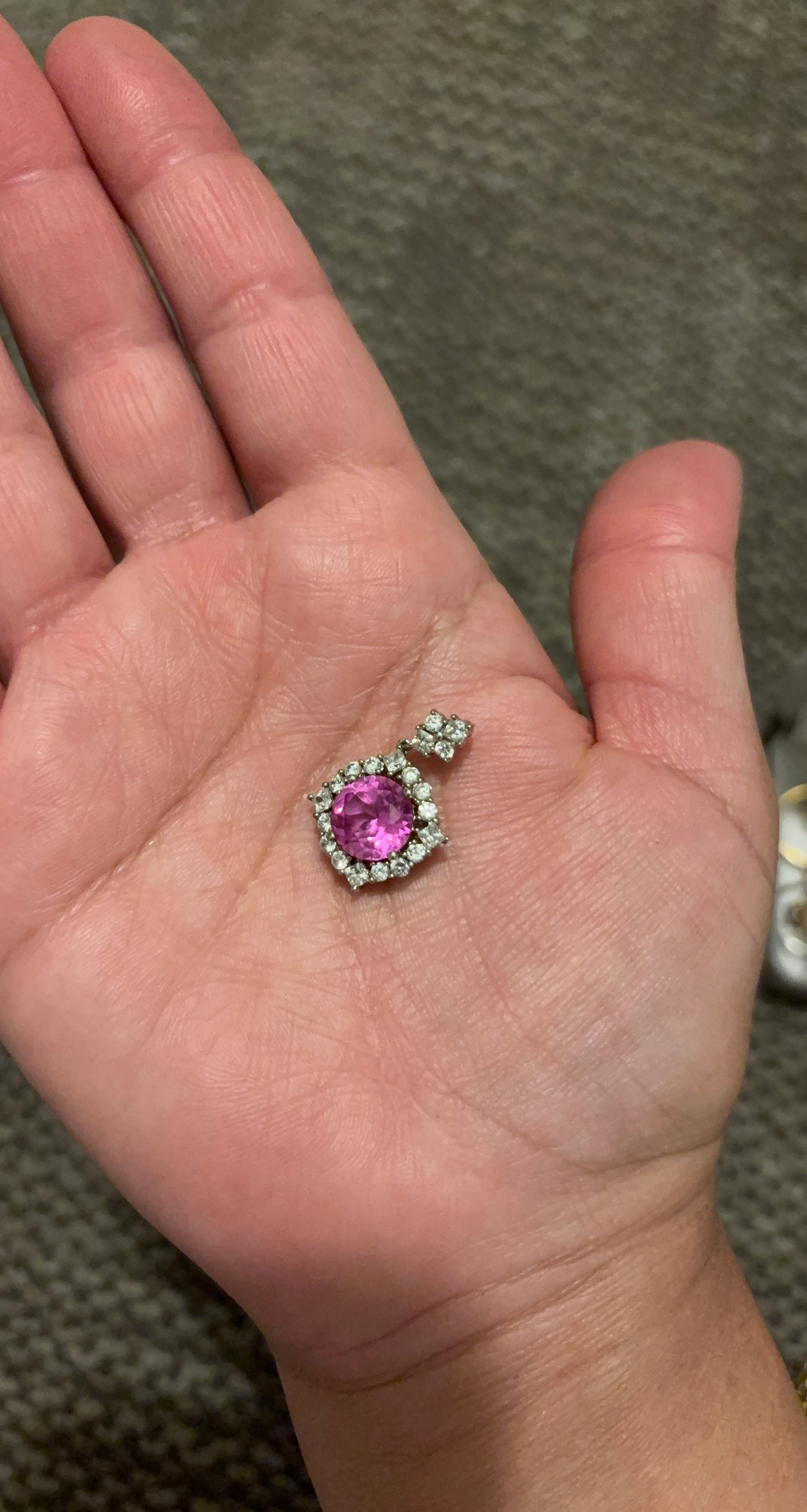 Pink Gemstone and Diamond Pendant