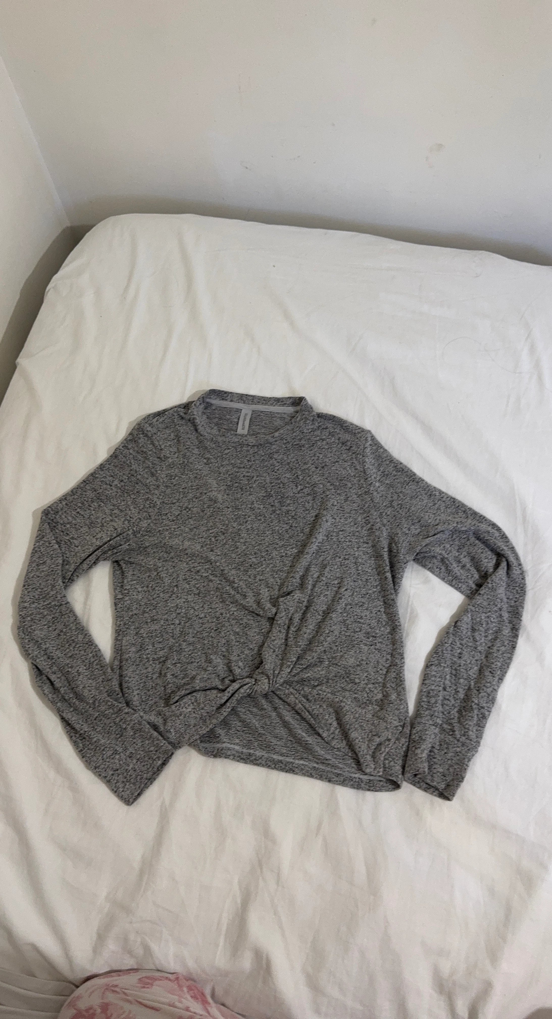 Grey Marled Twist Front Long Sleeve Shirt