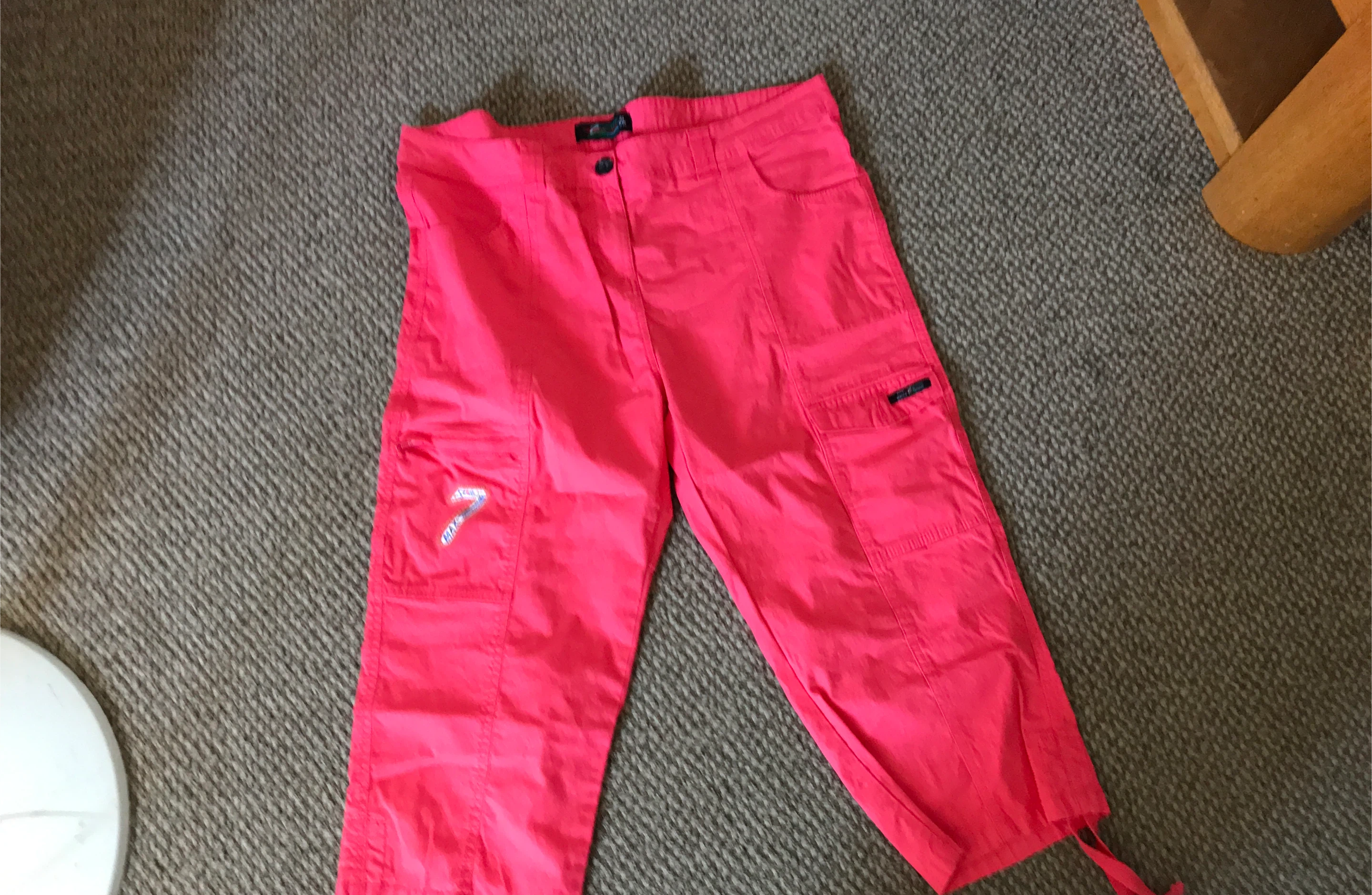 Pink Cargo Capris with "7" Logo