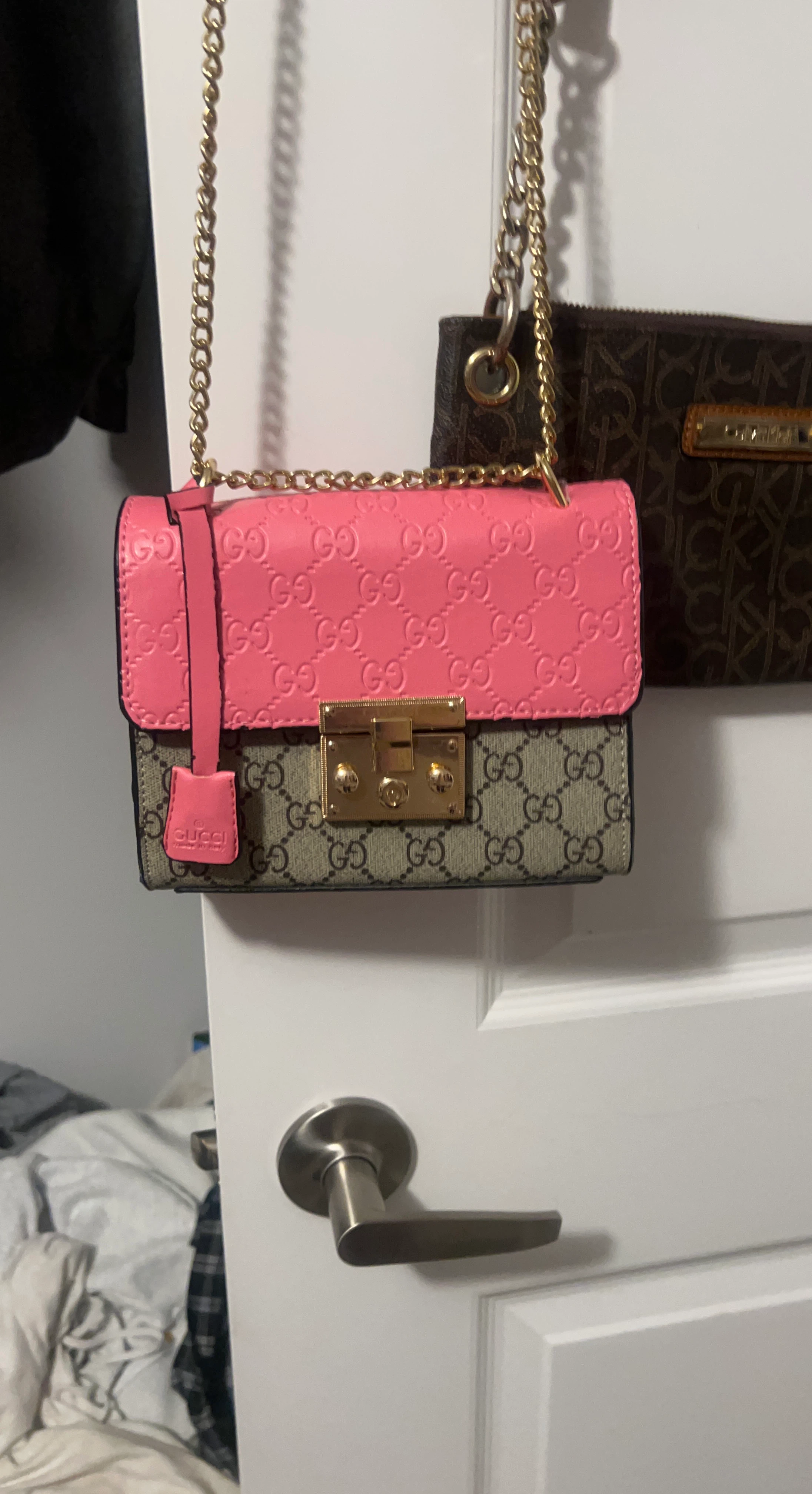 Gucci Pink and Monogram Shoulder Bag