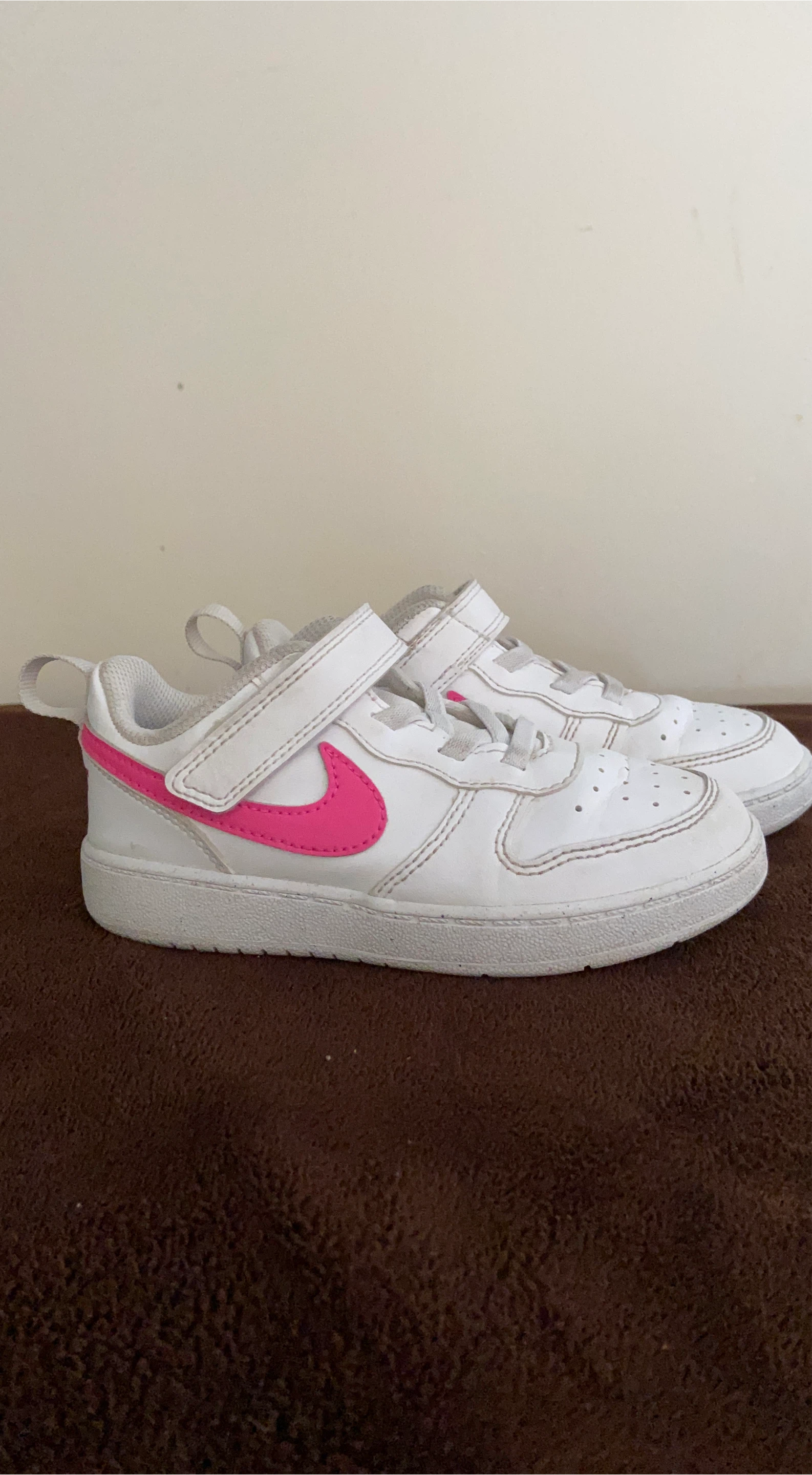 Kids Nike White and Pink Sneakers