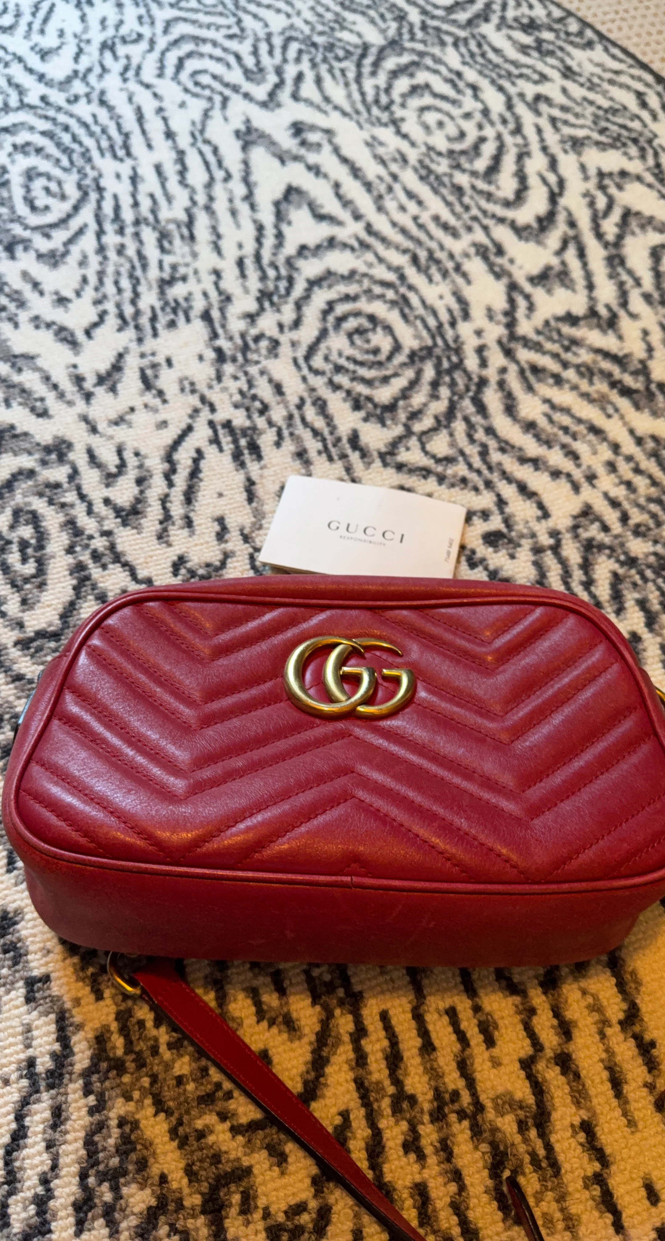 Gucci Marmont Camera Bag - Red Leather