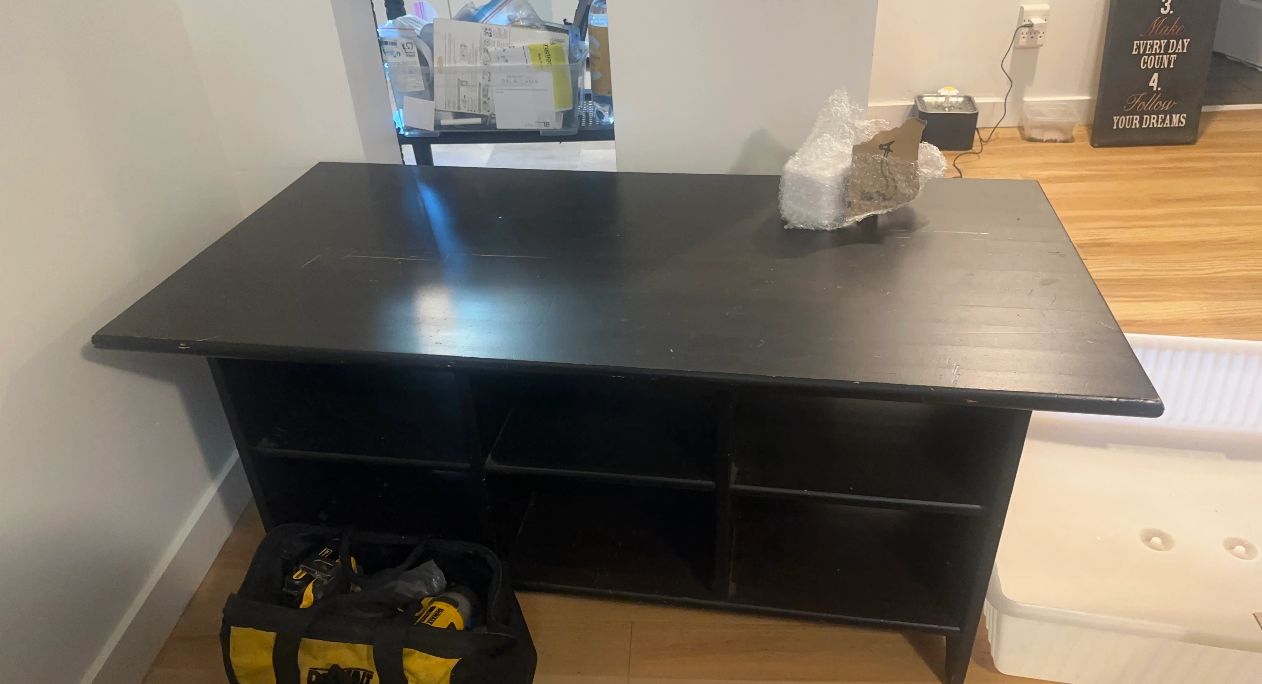 Black Media Console/TV Stand with Shelving