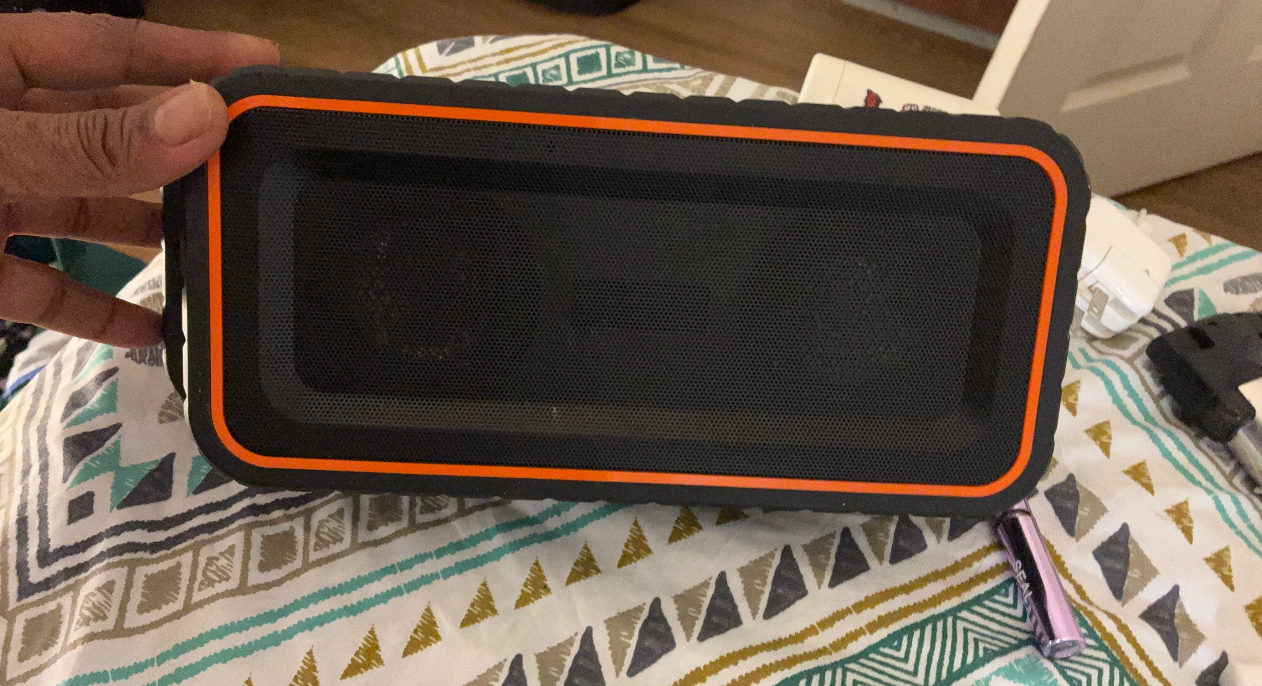 Black and Orange Portable Bluetooth Speaker