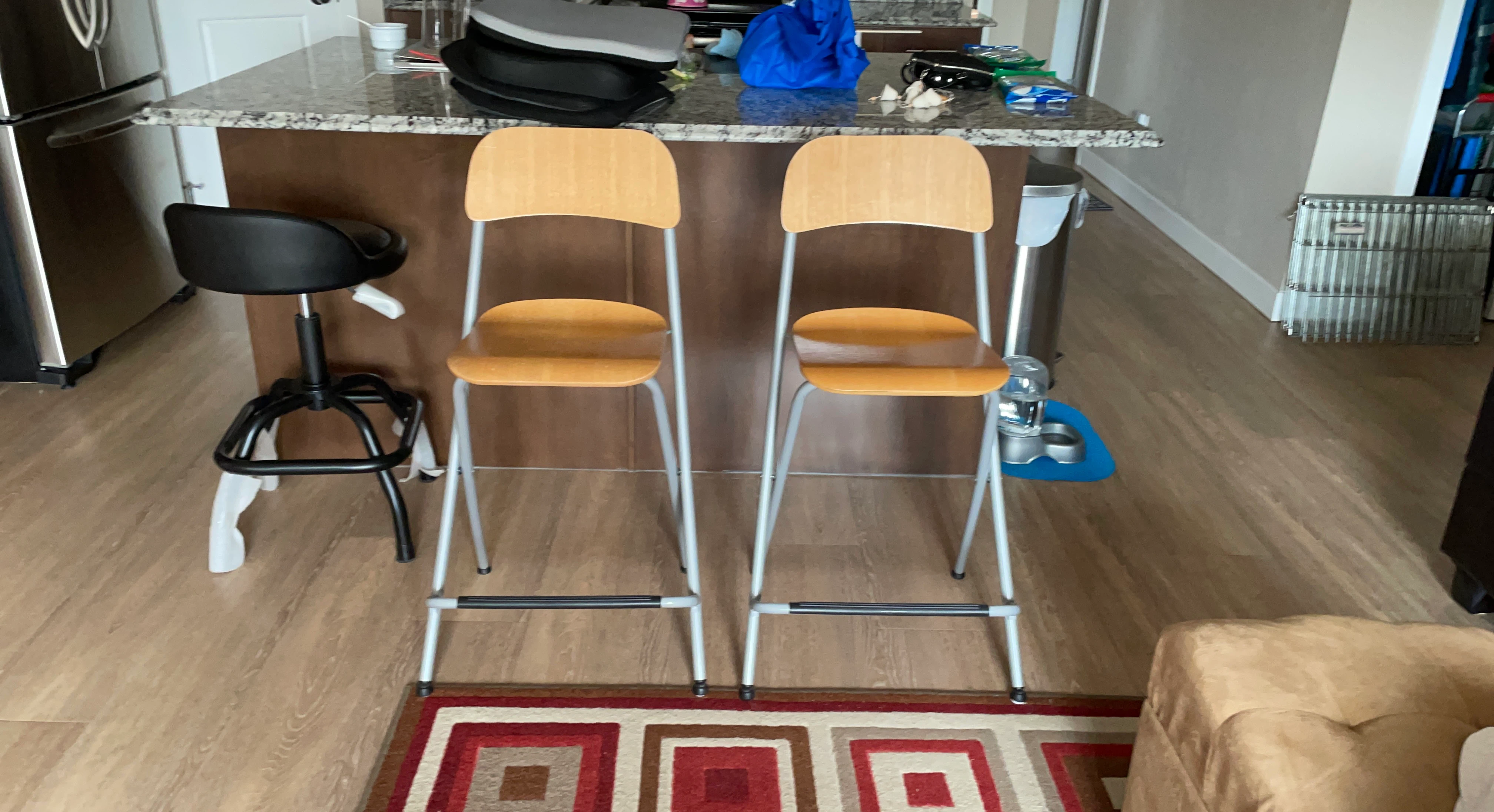 Set of 2 Wooden Counter Height Stools
