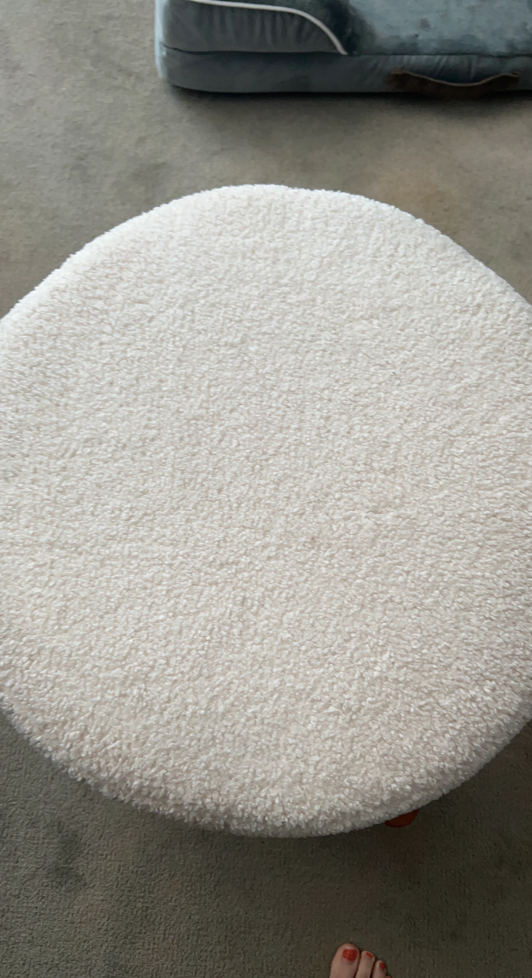 White Teddy Bear Fabric Ottoman Footstool