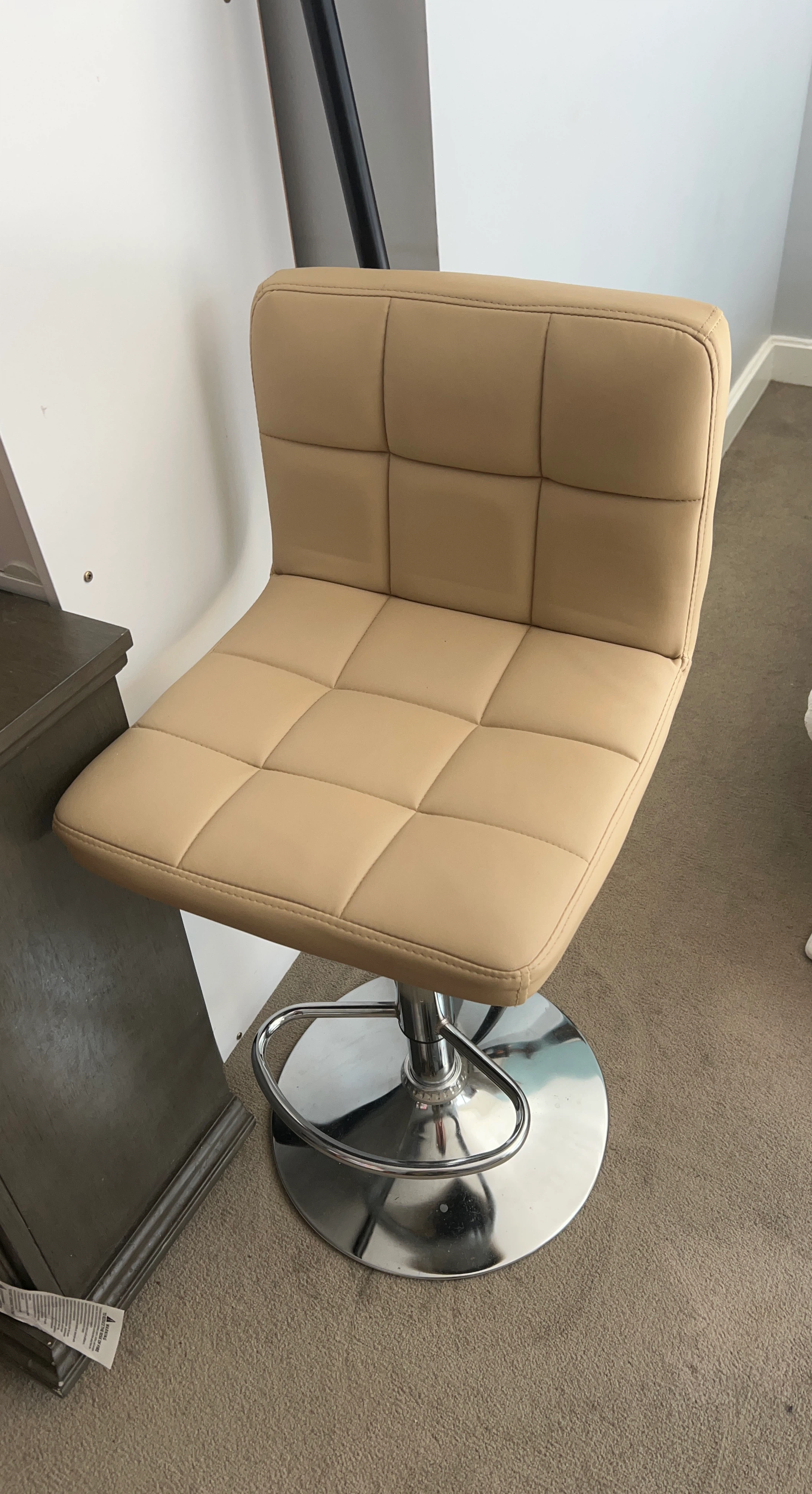 Adjustable Tan Faux Leather Bar Stool