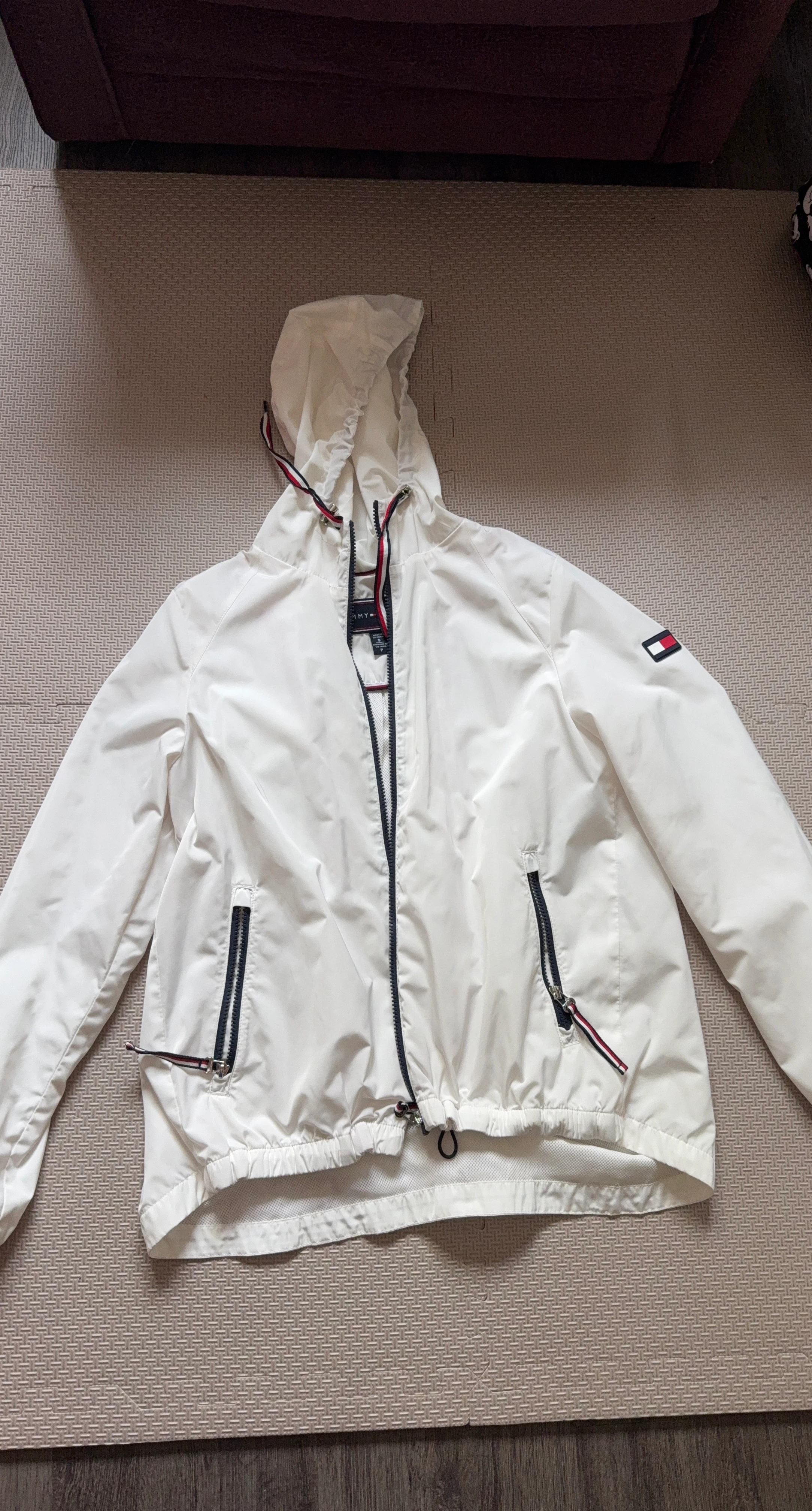 Tommy Hilfiger White Hooded Windbreaker Jacket