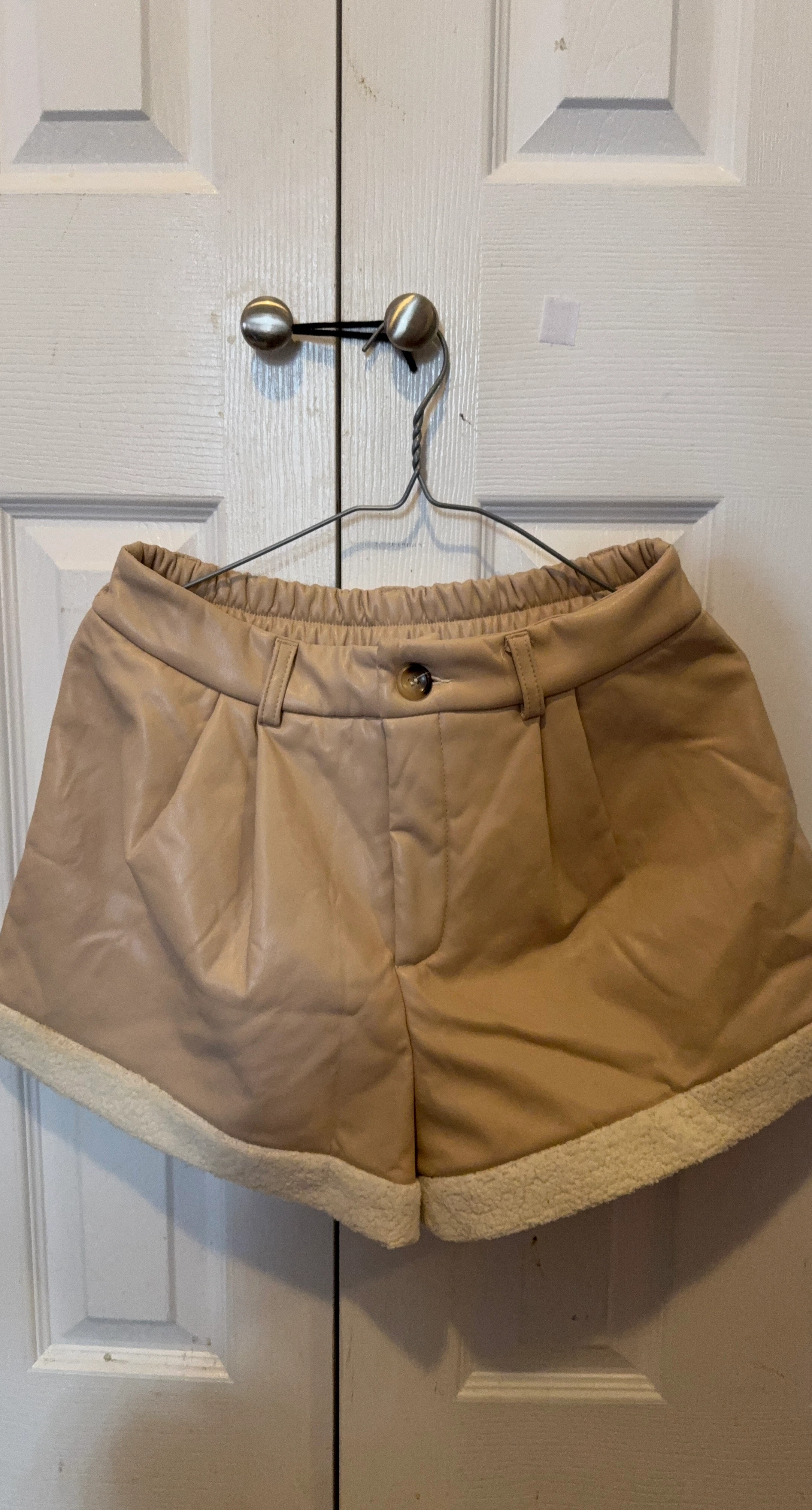 SHEIN Faux Leather Lined Shorts