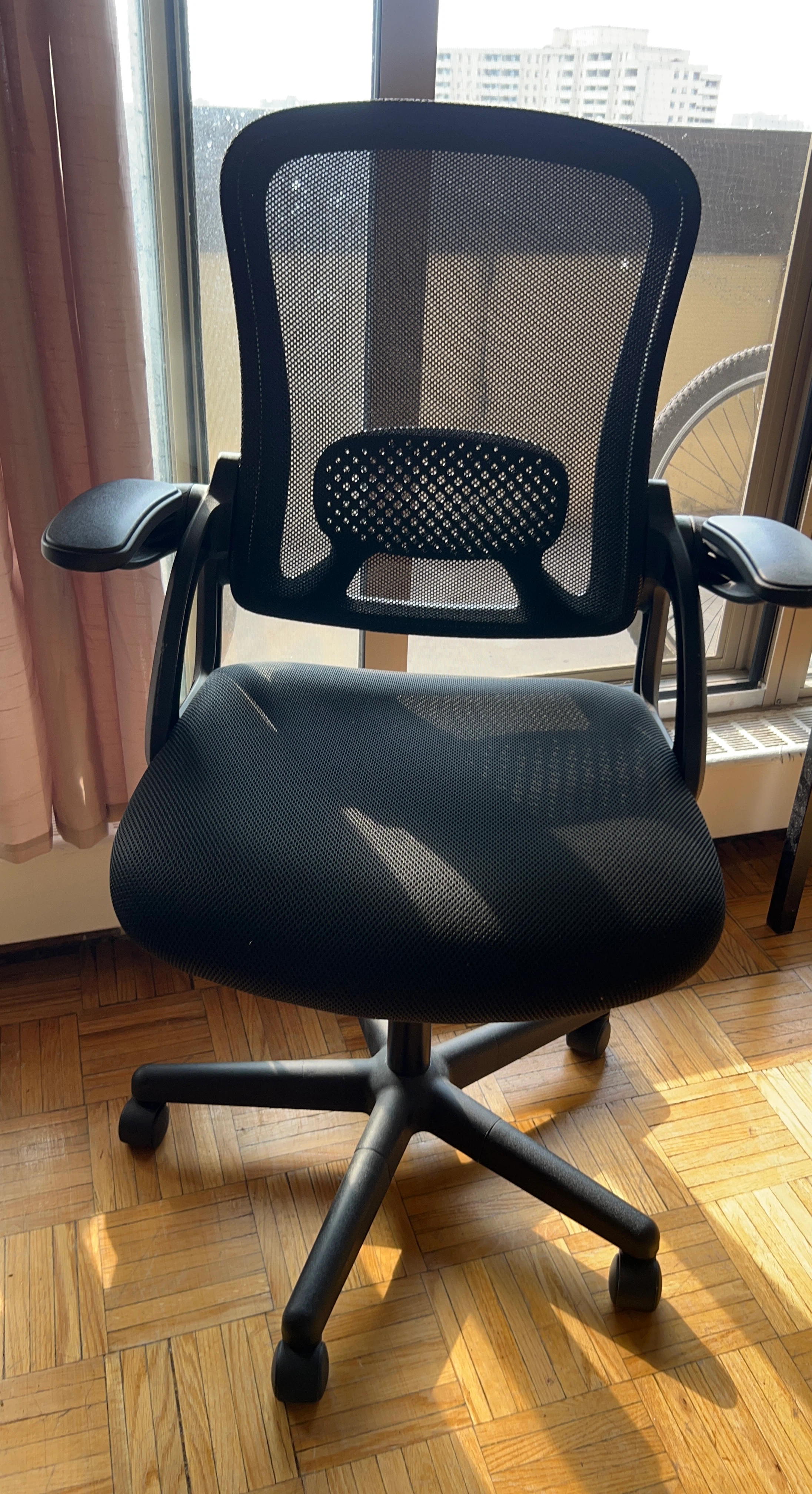 Black Mesh Office Chair with Adjustable Arms