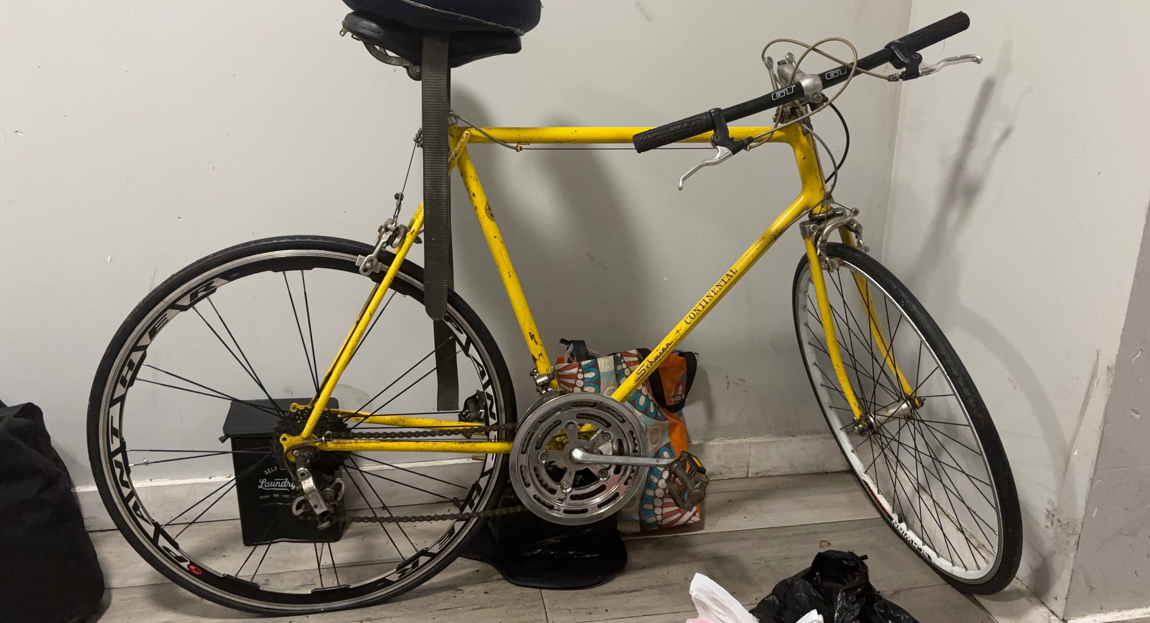 Yellow Schwinn Continental Road Bike