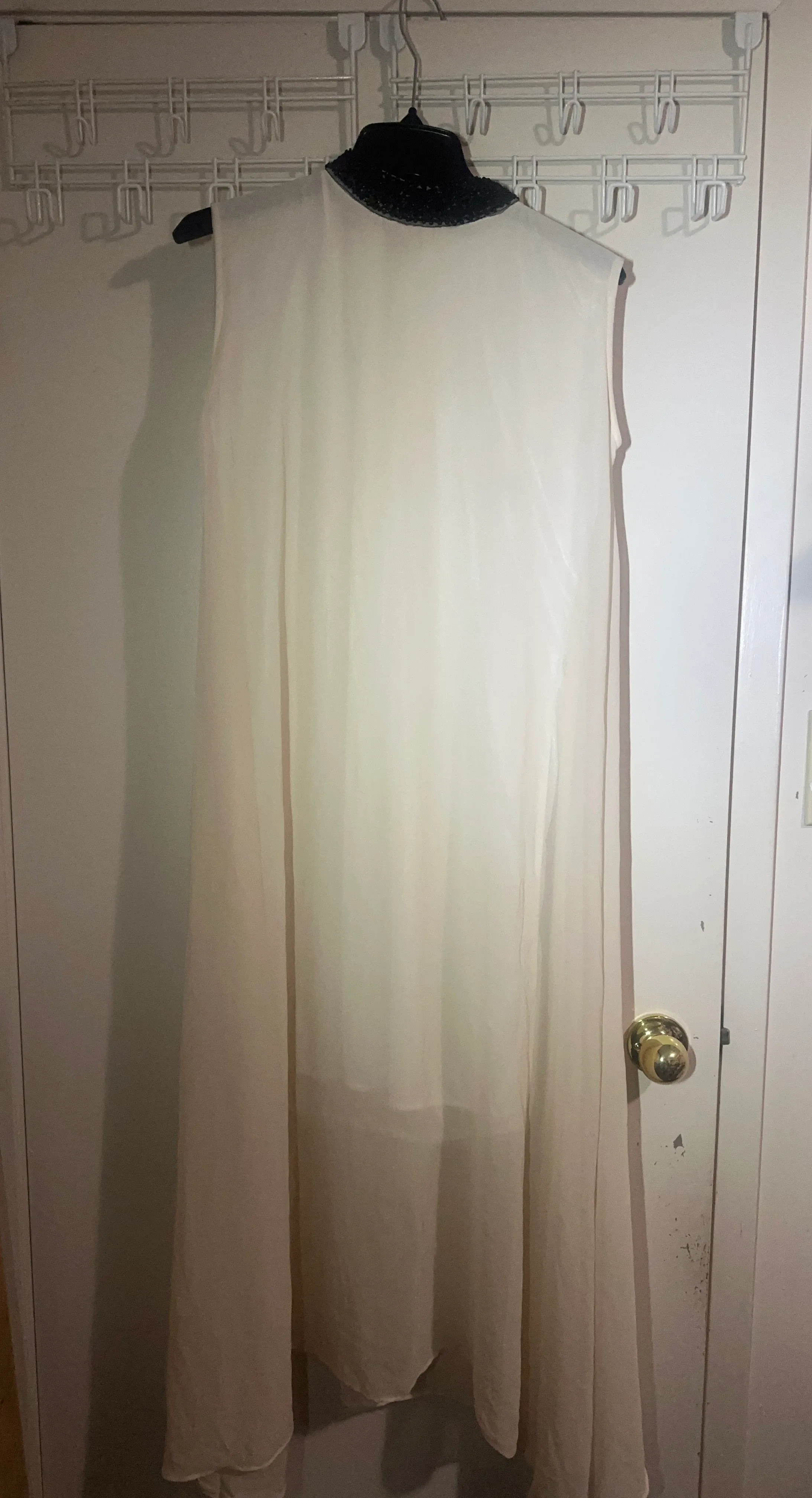 Sheer Overlay Dress with Black Beaded Neckline