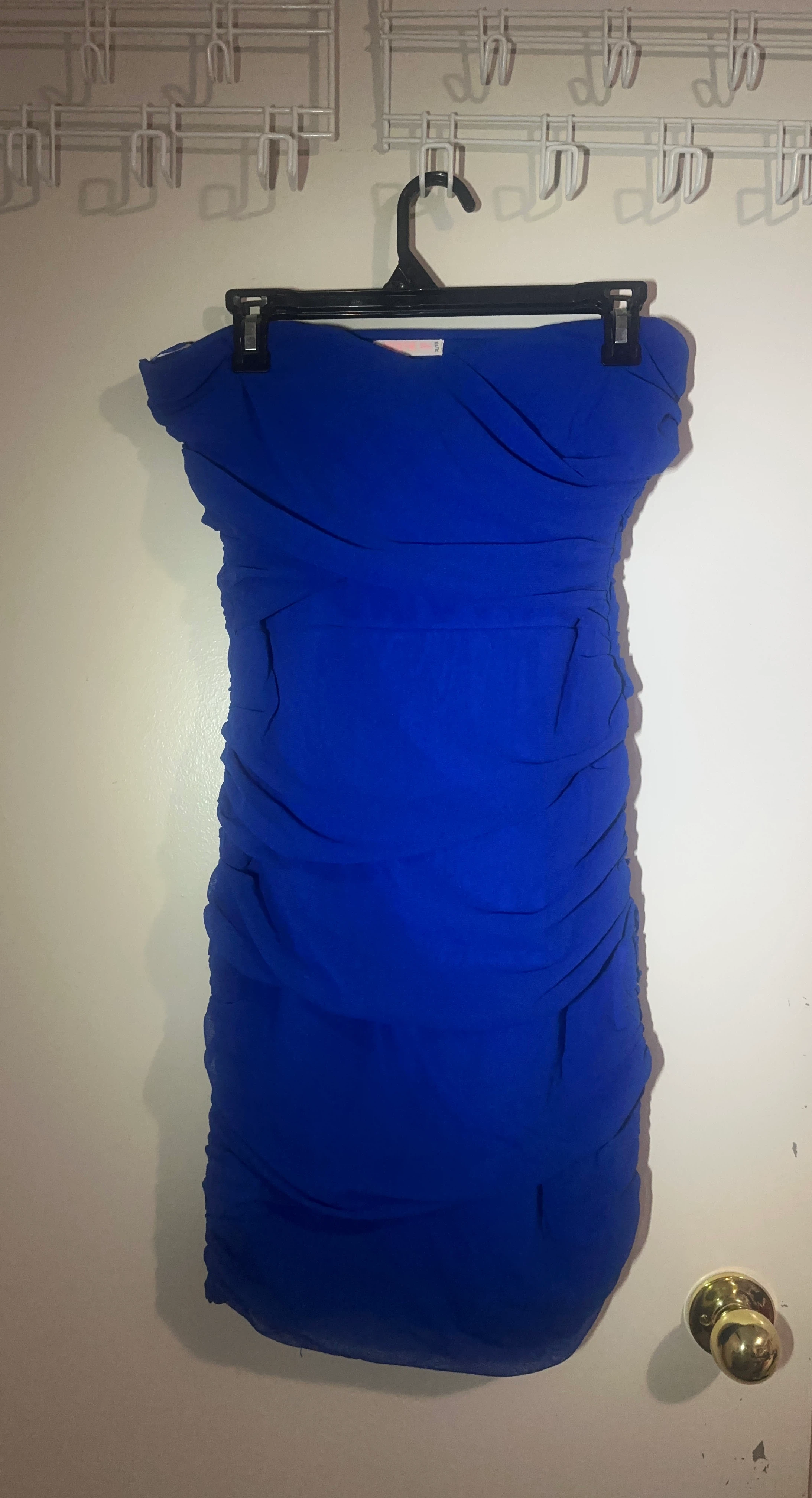 Royal Blue Ruched Strapless Dress