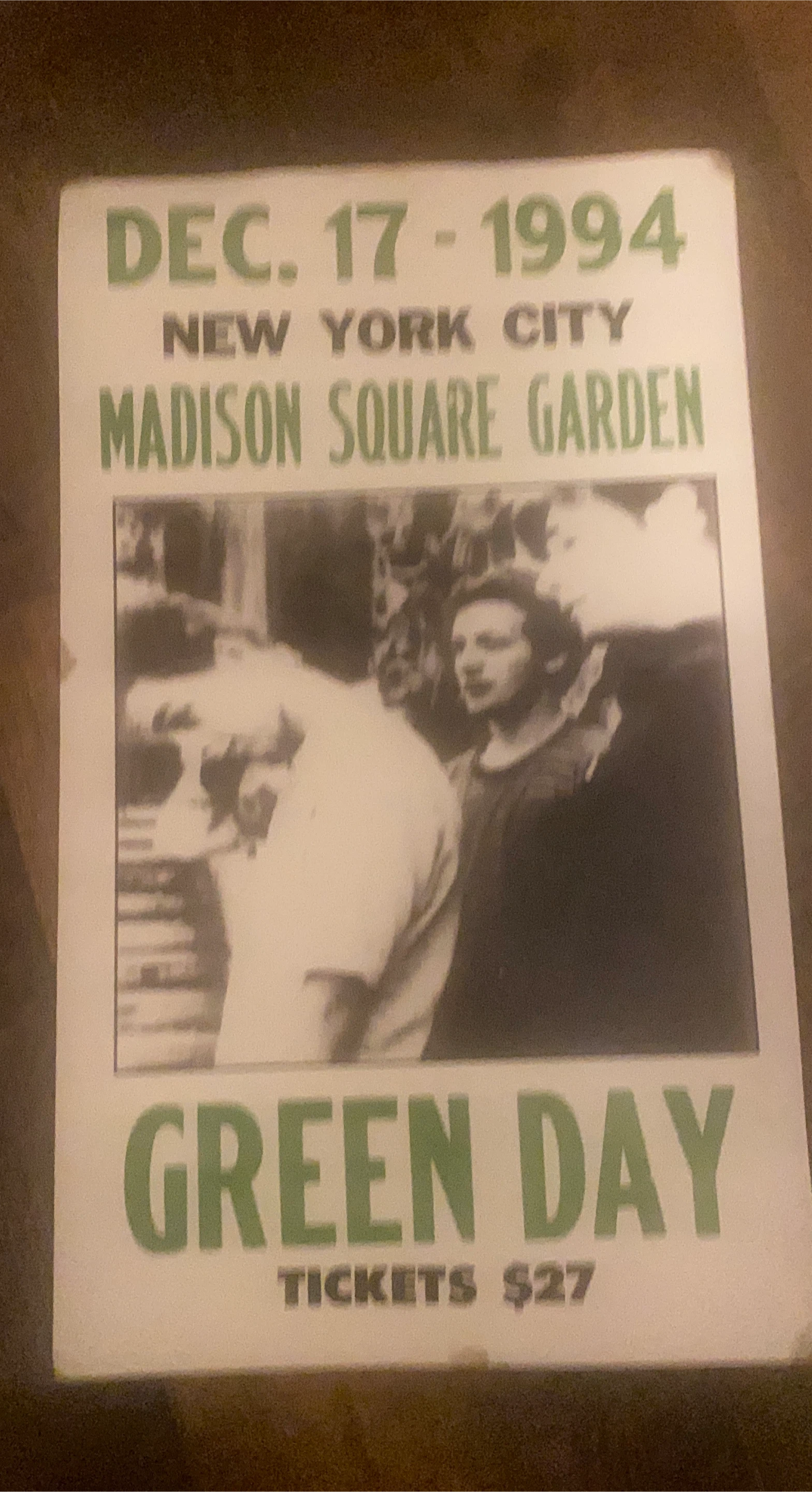 Green Day Concert Poster - December 17, 1994