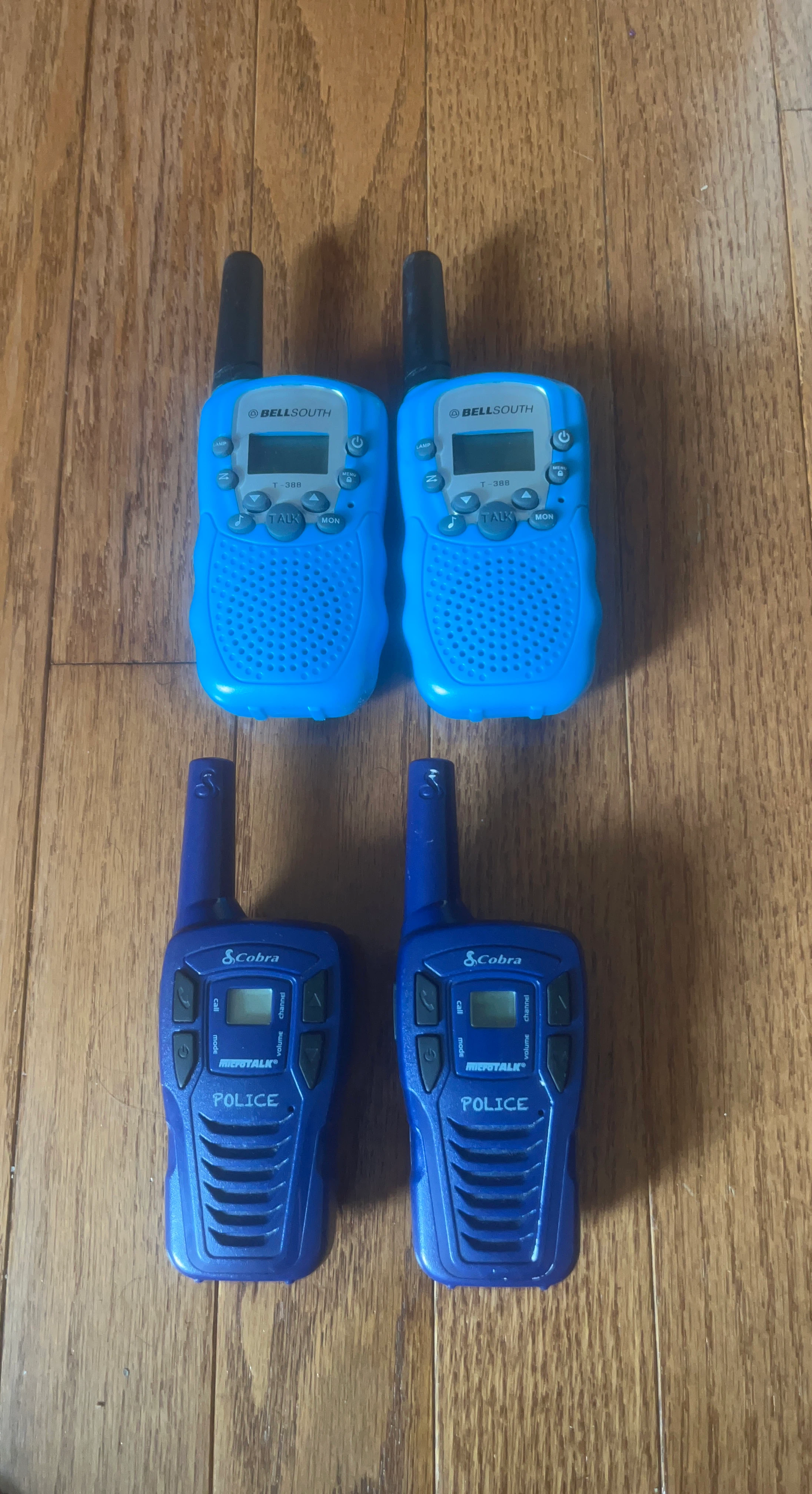 2 BellSouth ($18) and 2 Cobra MicroTalk ($35) Walkie Talkies