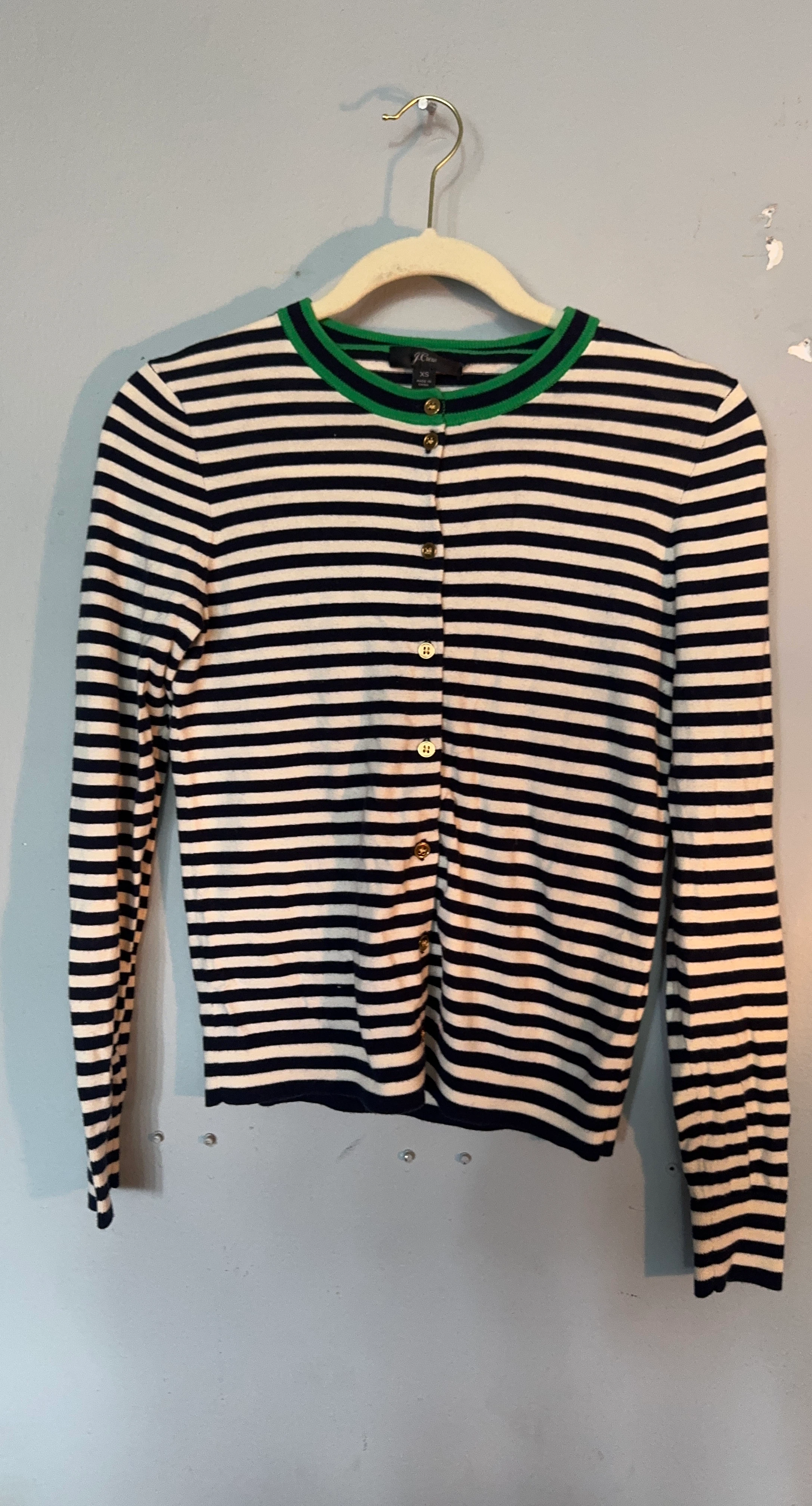 J. Crew Striped Cardigan XS