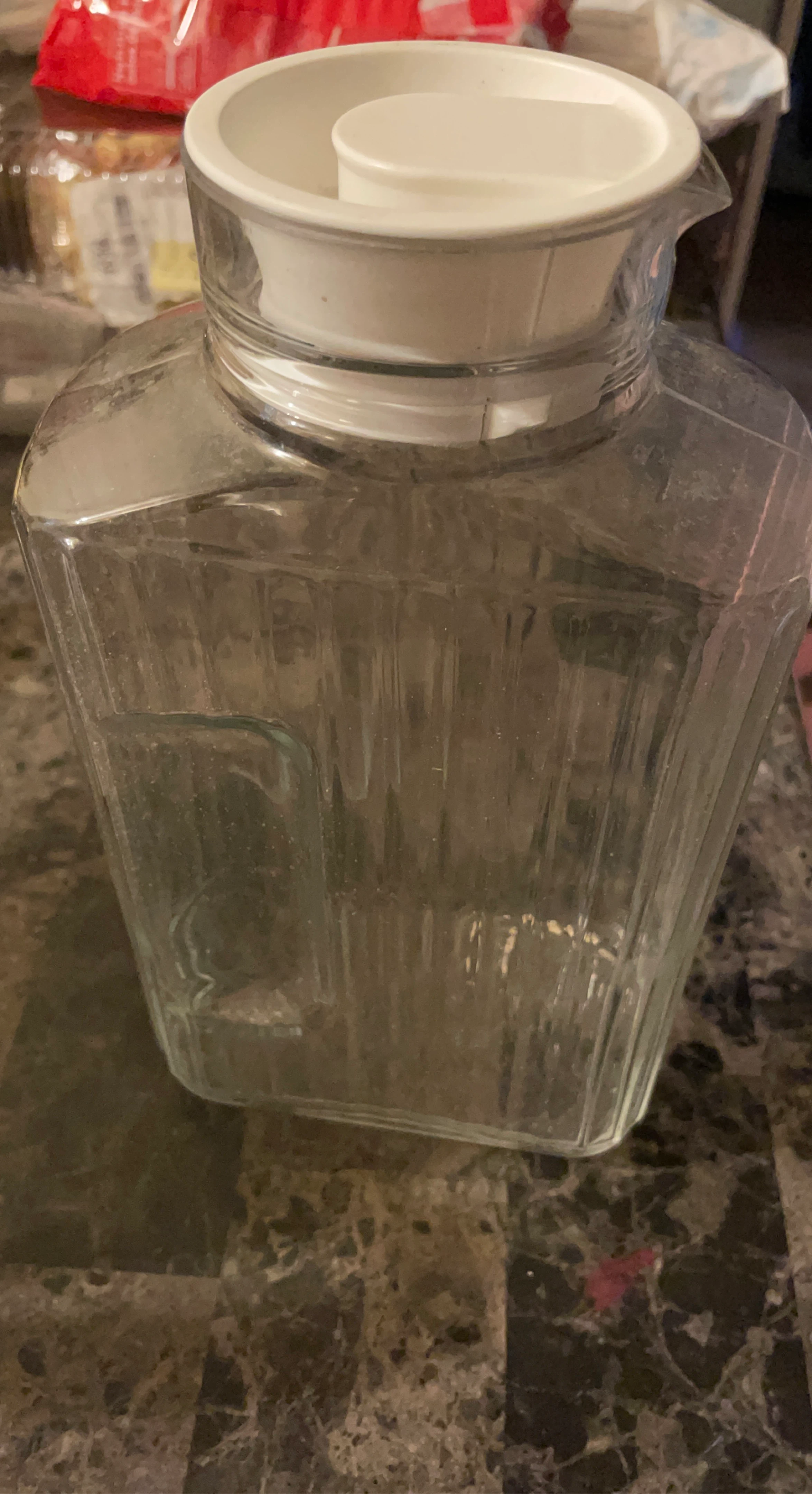 Glass Pitcher with White Lid