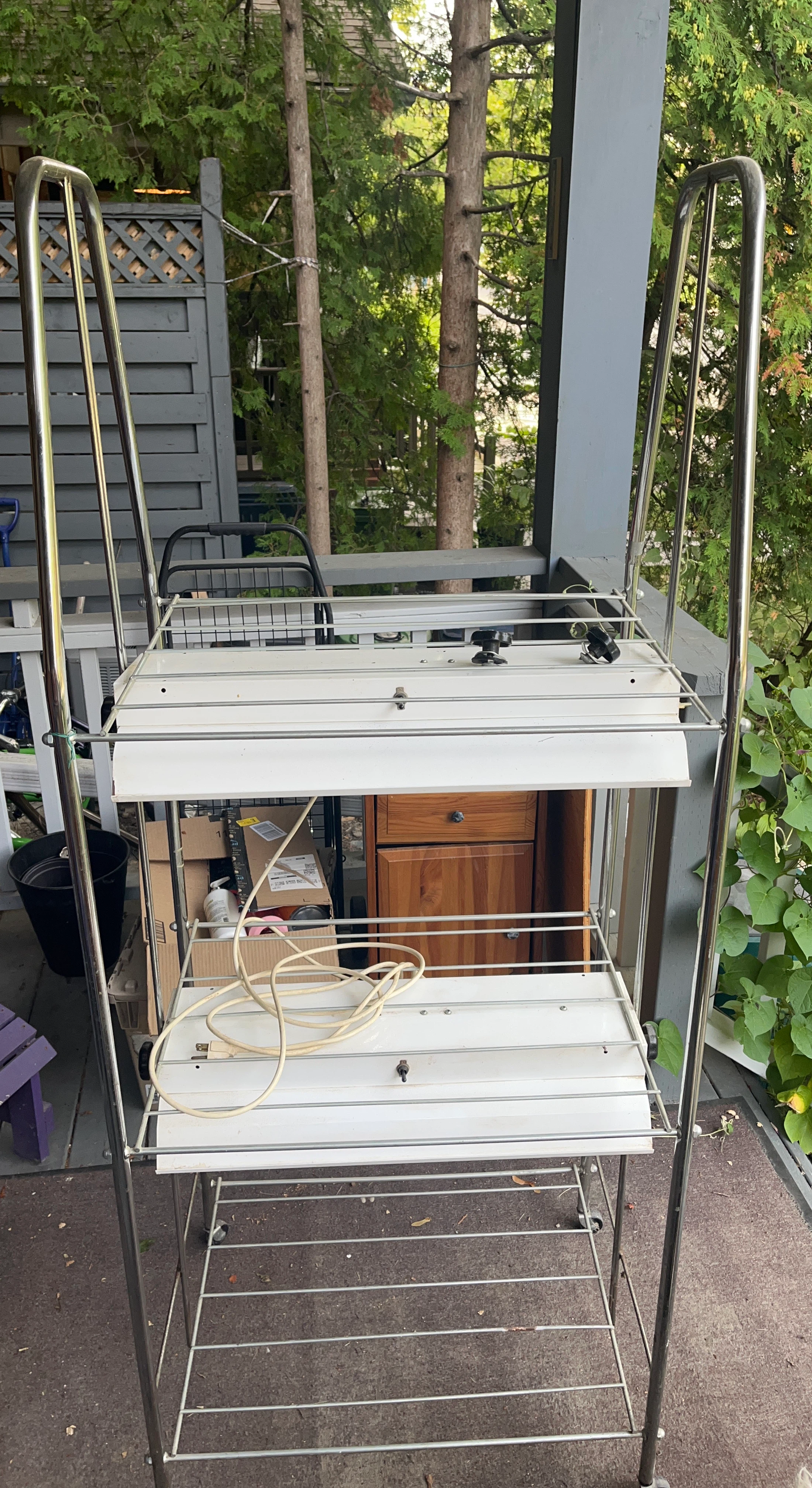 2 Grow Lights - 3tier Metal Rolling Plant Stand Shelf