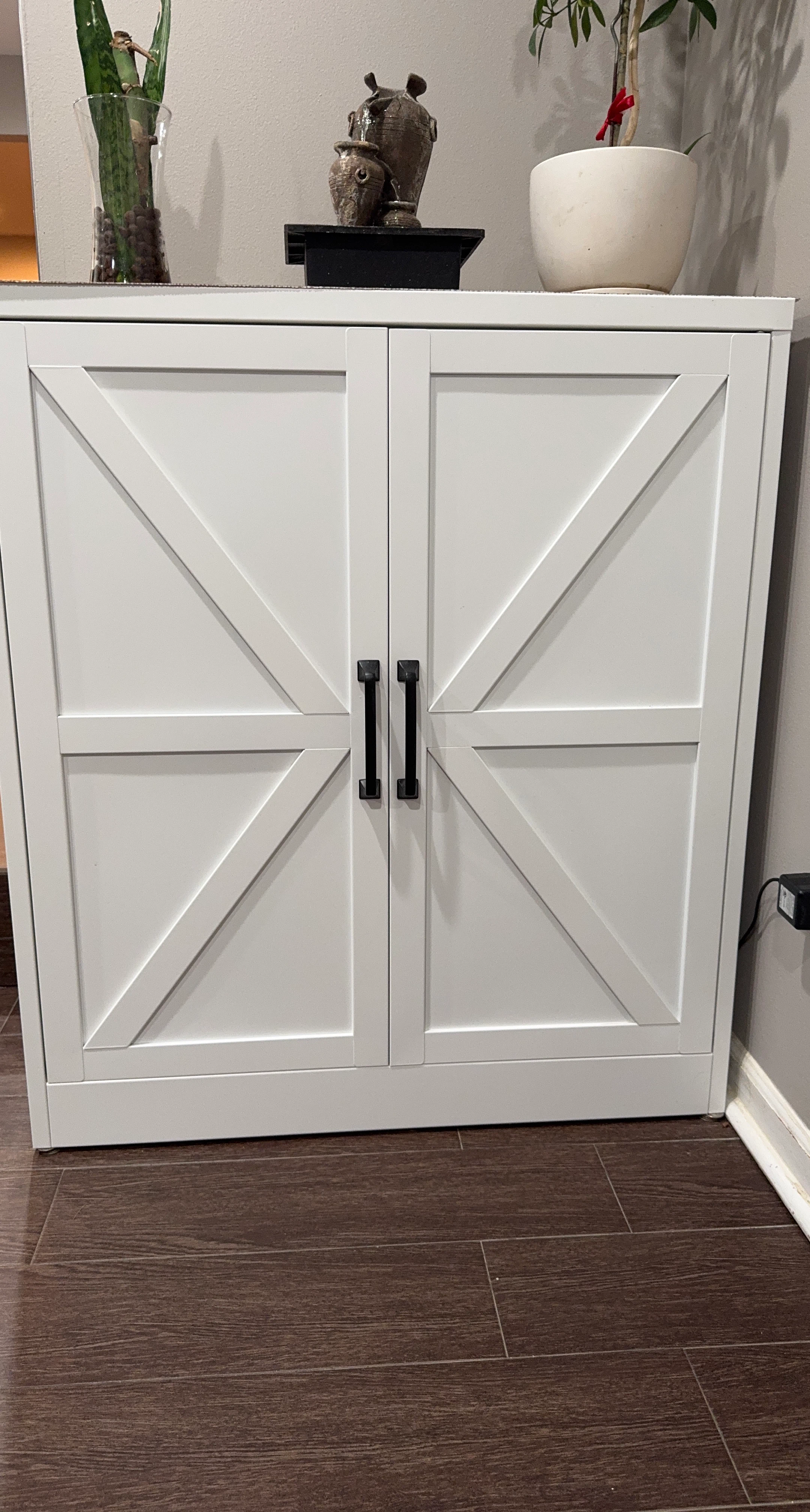 White Barn Door Storage Cabinet