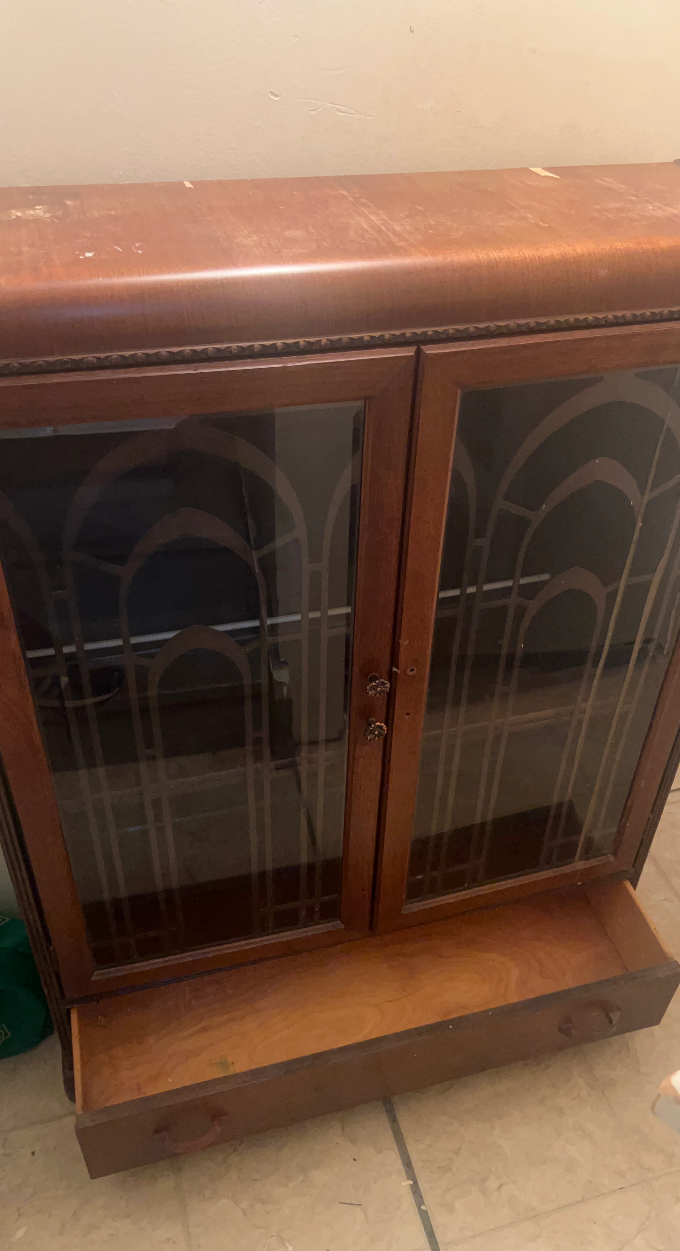 Vintage China Cabinet with Glass Doors