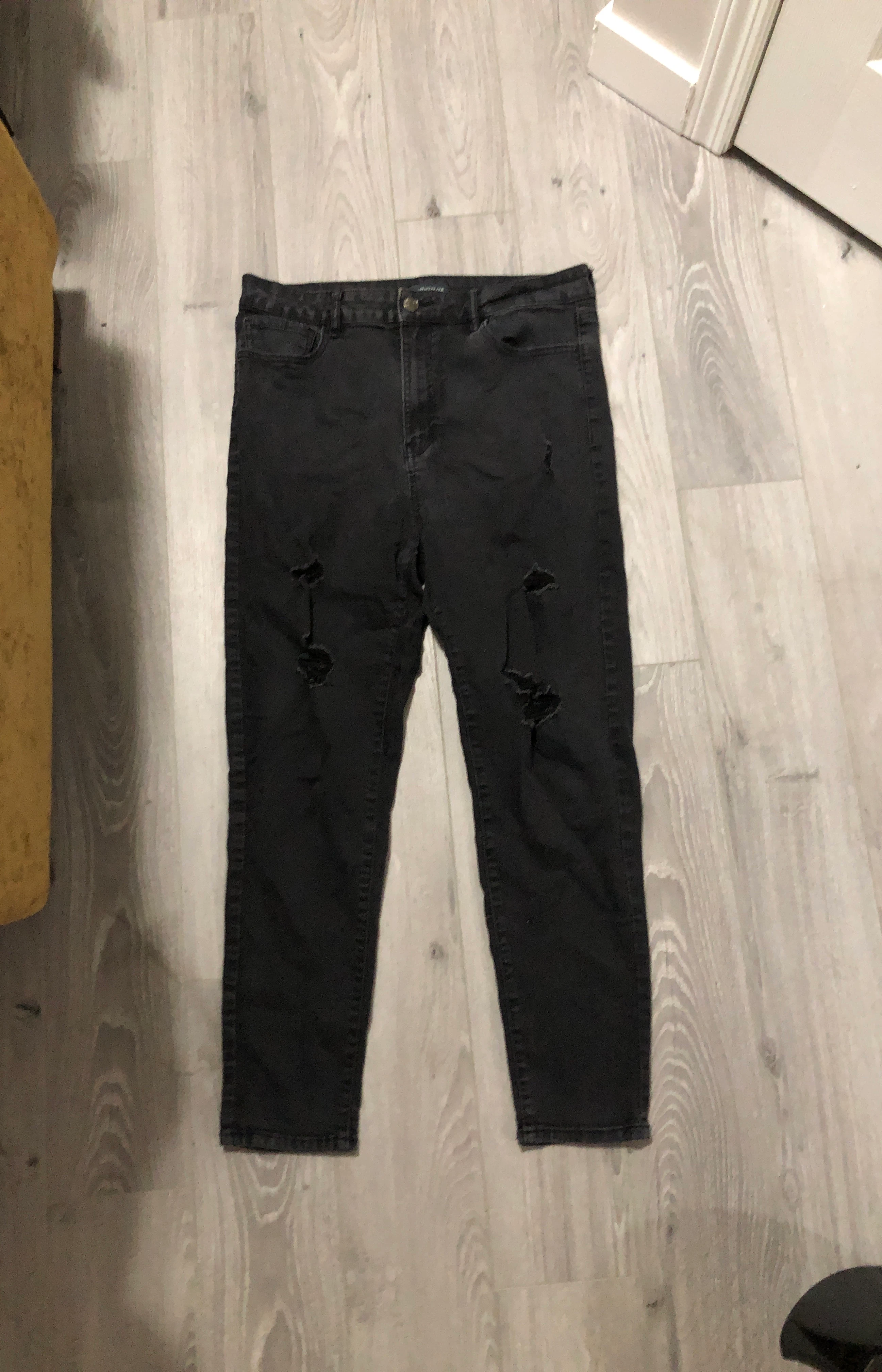 Black High Rise Ripped Jeans