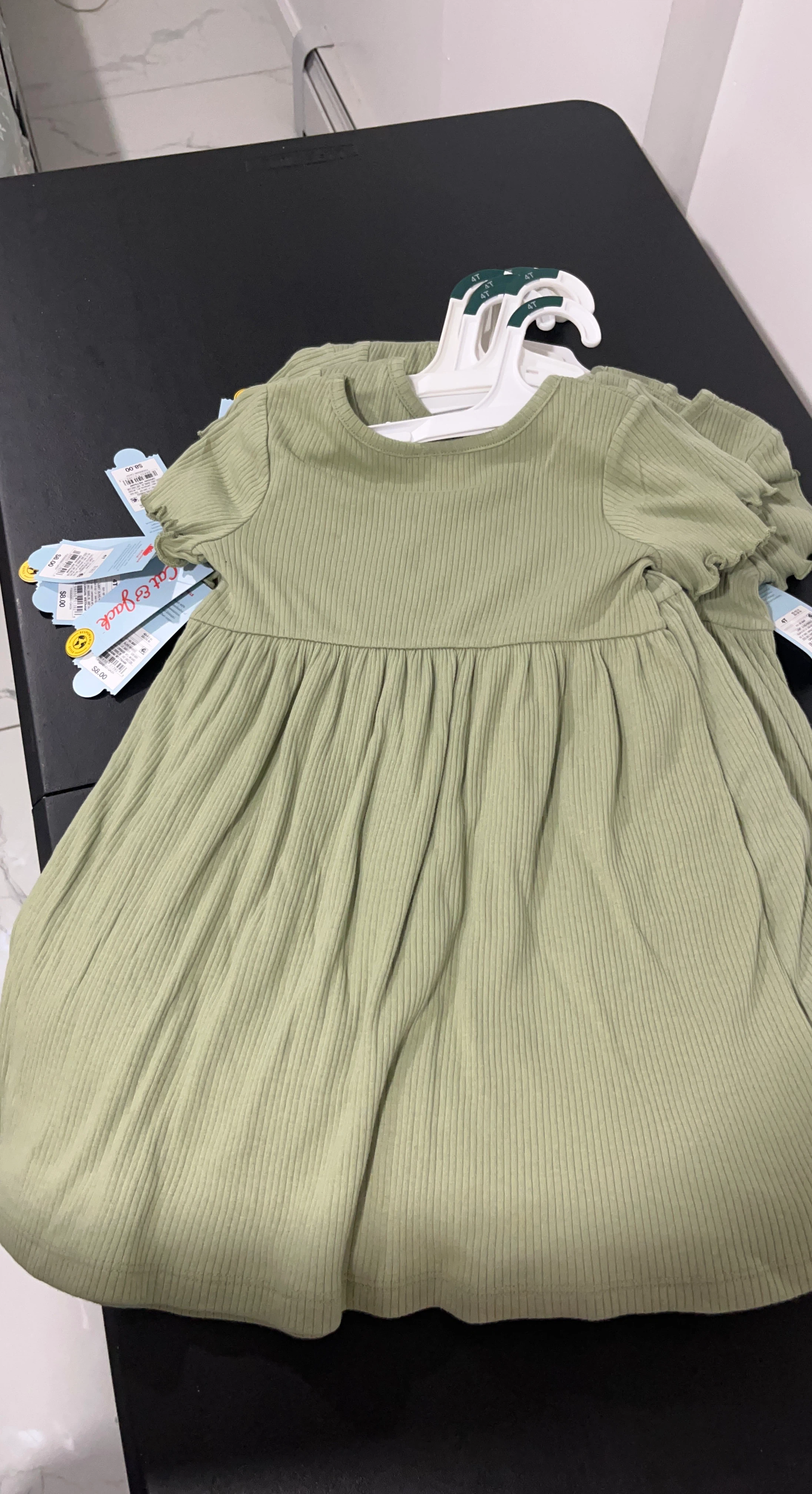 Cat & Jack Girls Ribbed Green Dress Size 4T