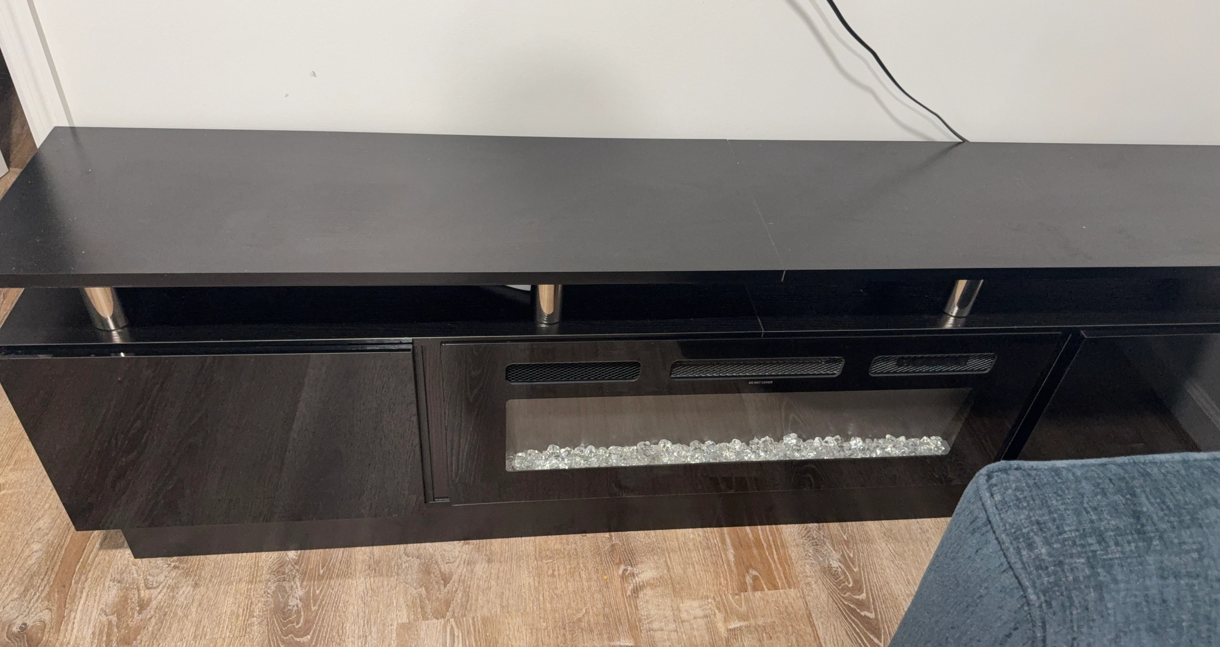Black Entertainment Stand with Electric Fireplace